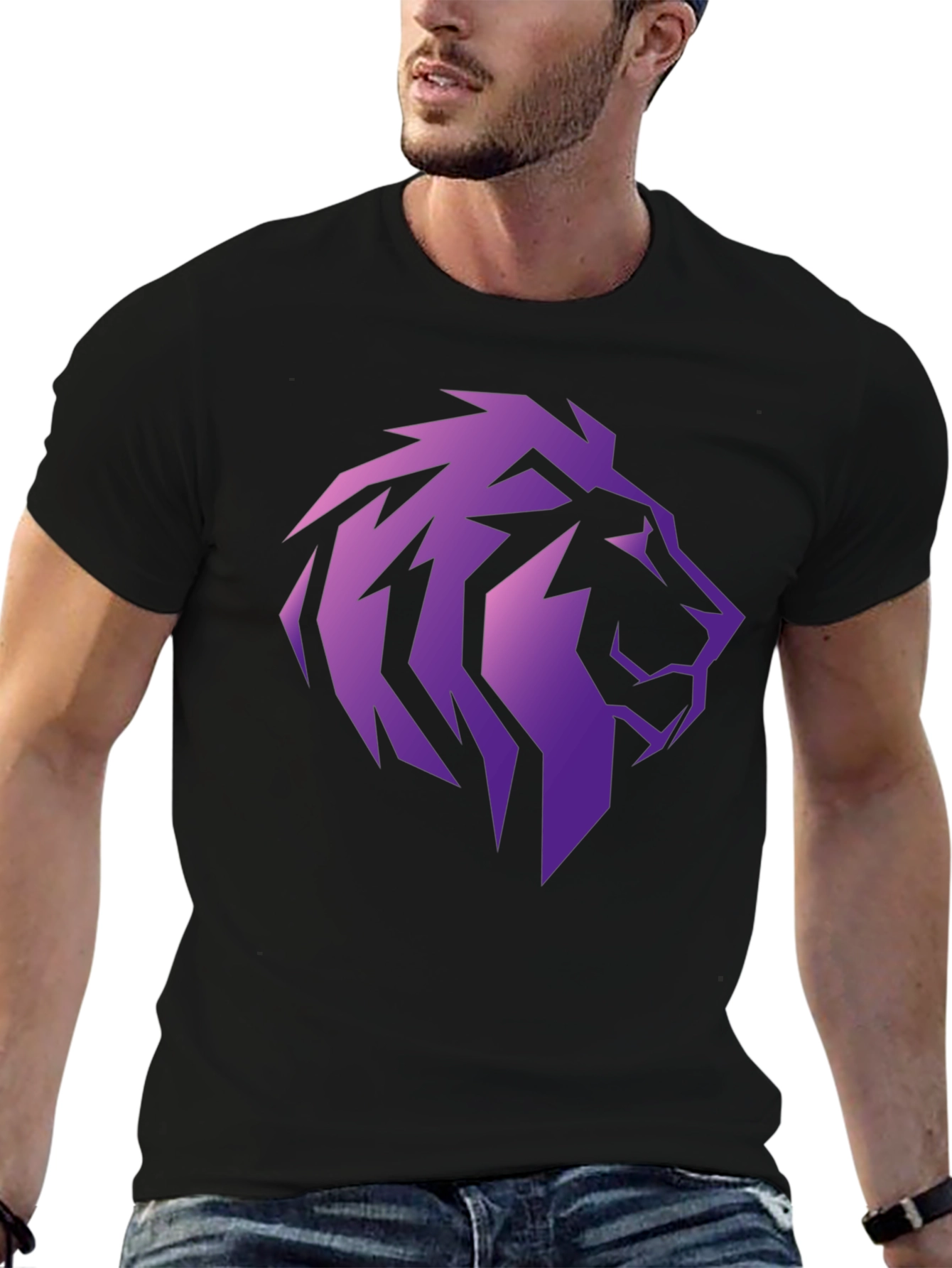 Black Lion Head Graphic Tee - Stylish Men's T-Shirt view 6