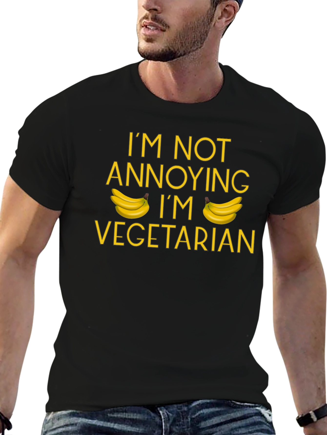 Black Vegetarian Banana T-Shirt: Not Annoying, Just Veggie! view 6