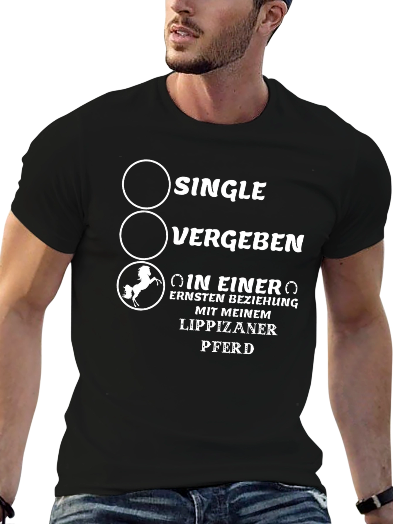 Black Funny Horse Lover T-Shirt - Relationship Status view 6