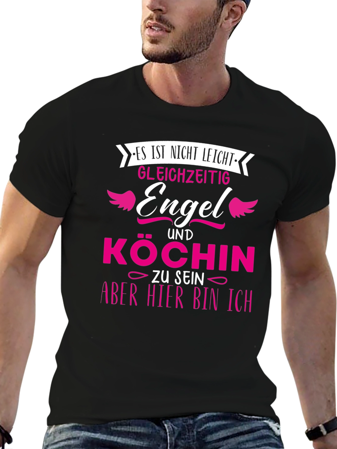 Black Funny Engel und Köchin T-Shirt - Not Easy Angel Cook view 6