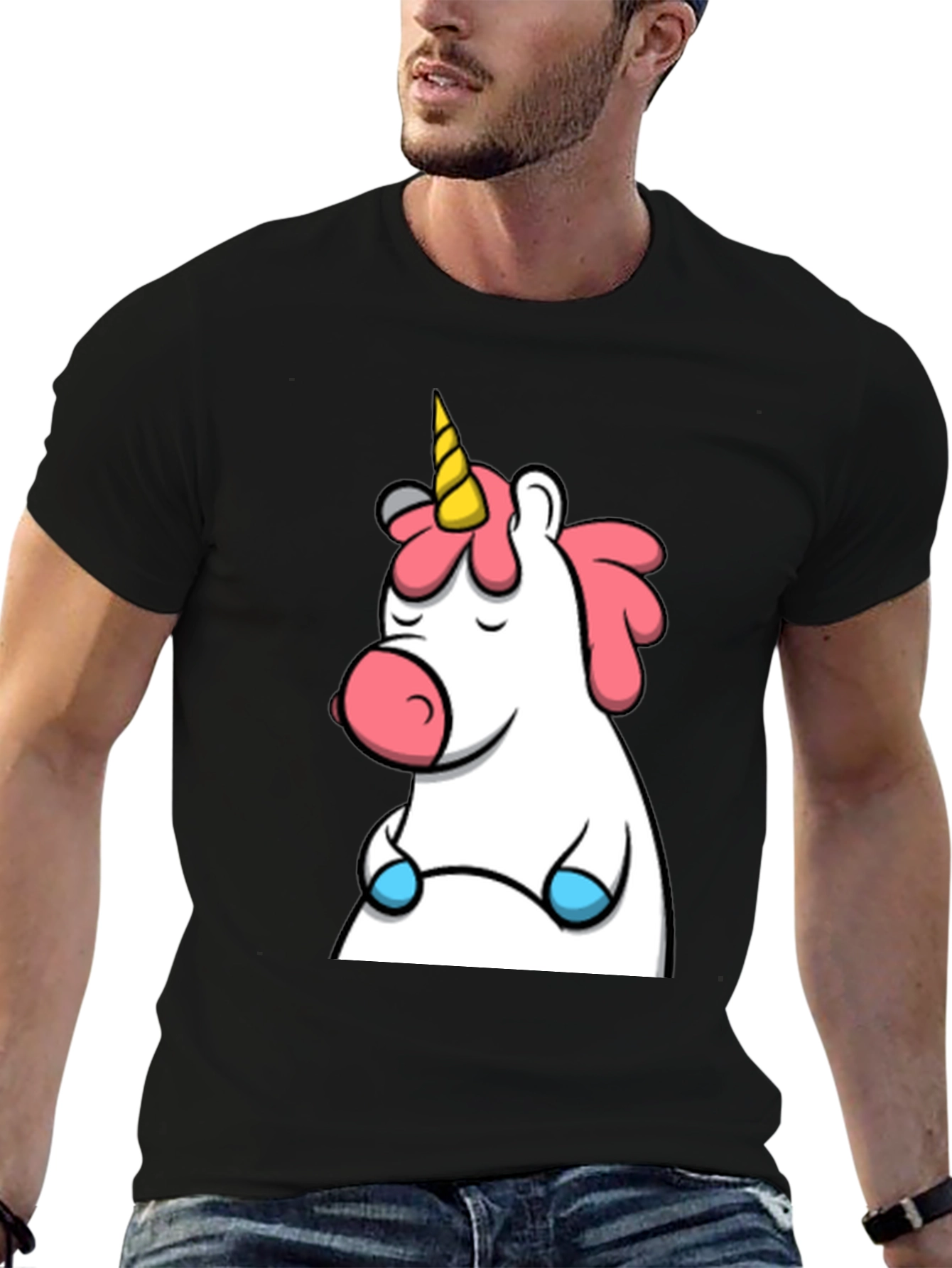 Black Unicorn Graphic Black T-Shirt view 6