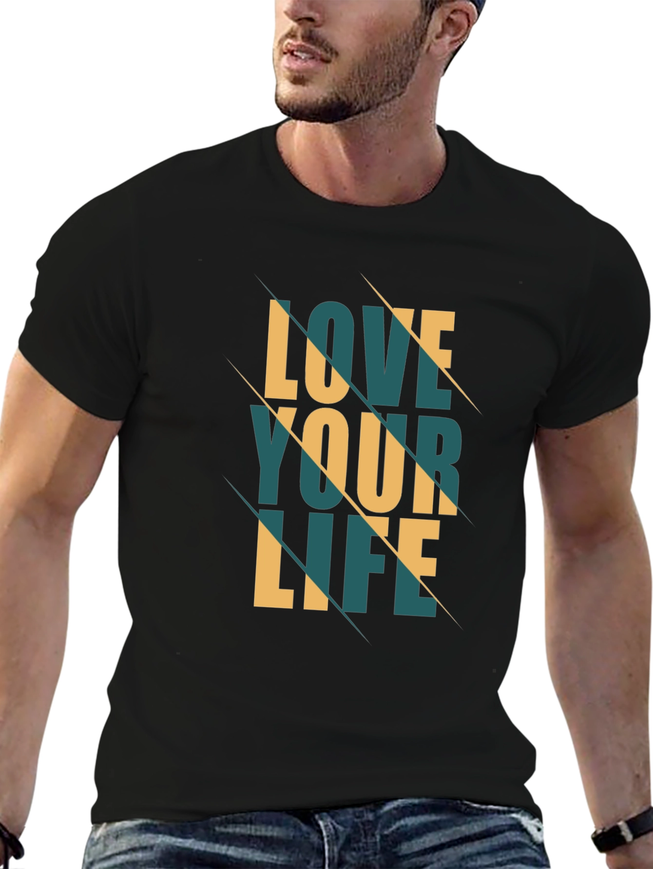 Black Love Your Life Graphic Tee - Stylish Black T-Shirt view 6