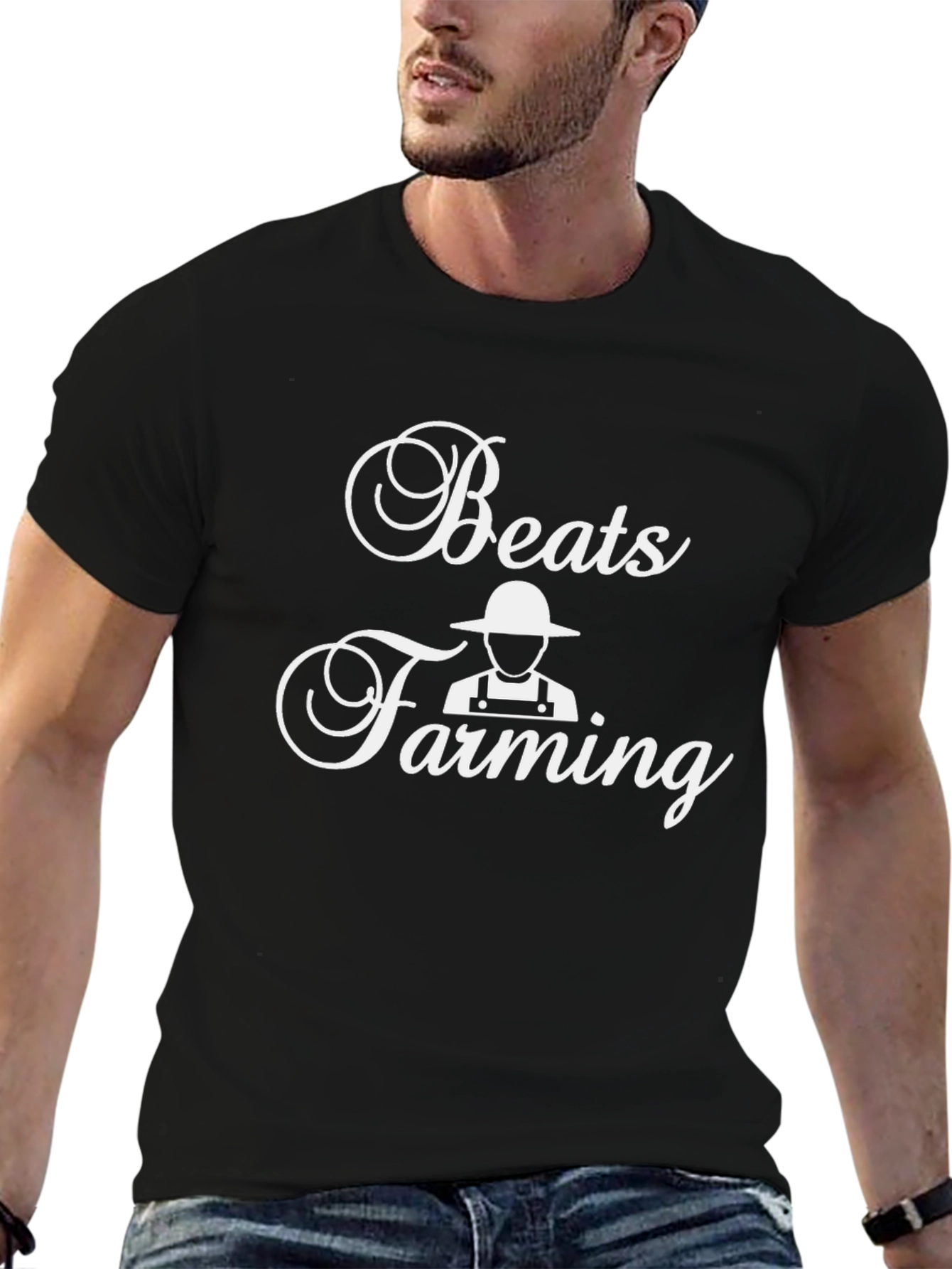 Black Beats Funny Farmer T-Shirt - Unique Graphic Tee view 6
