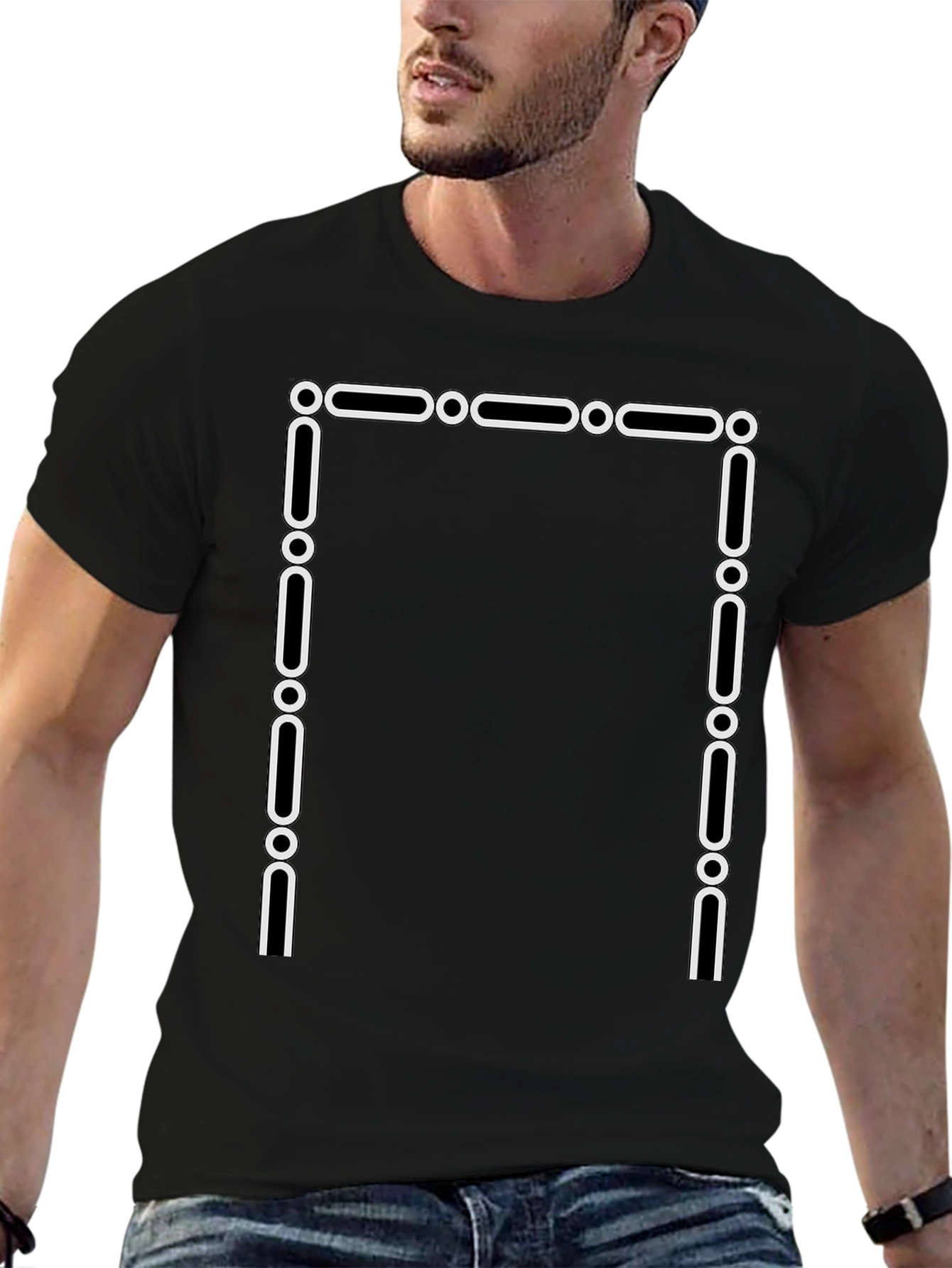 Black Geometric Frame Black T-Shirt view 6