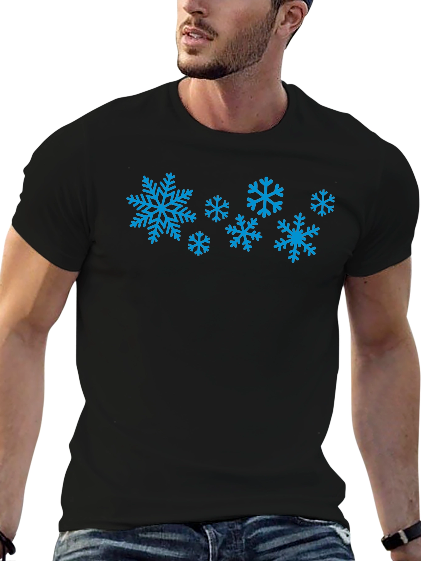 Black Snowflake Graphic Tee - Black Cotton Blend view 6