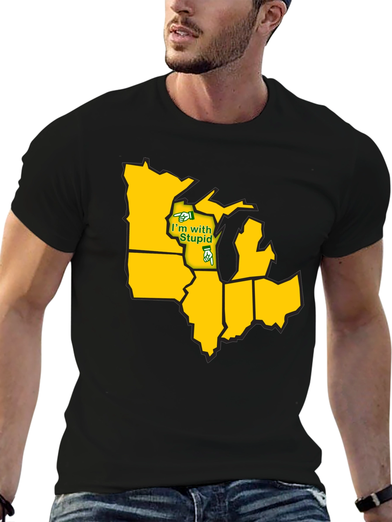 Black Midwest States Funny Humor Graphic T-Shirt view 6