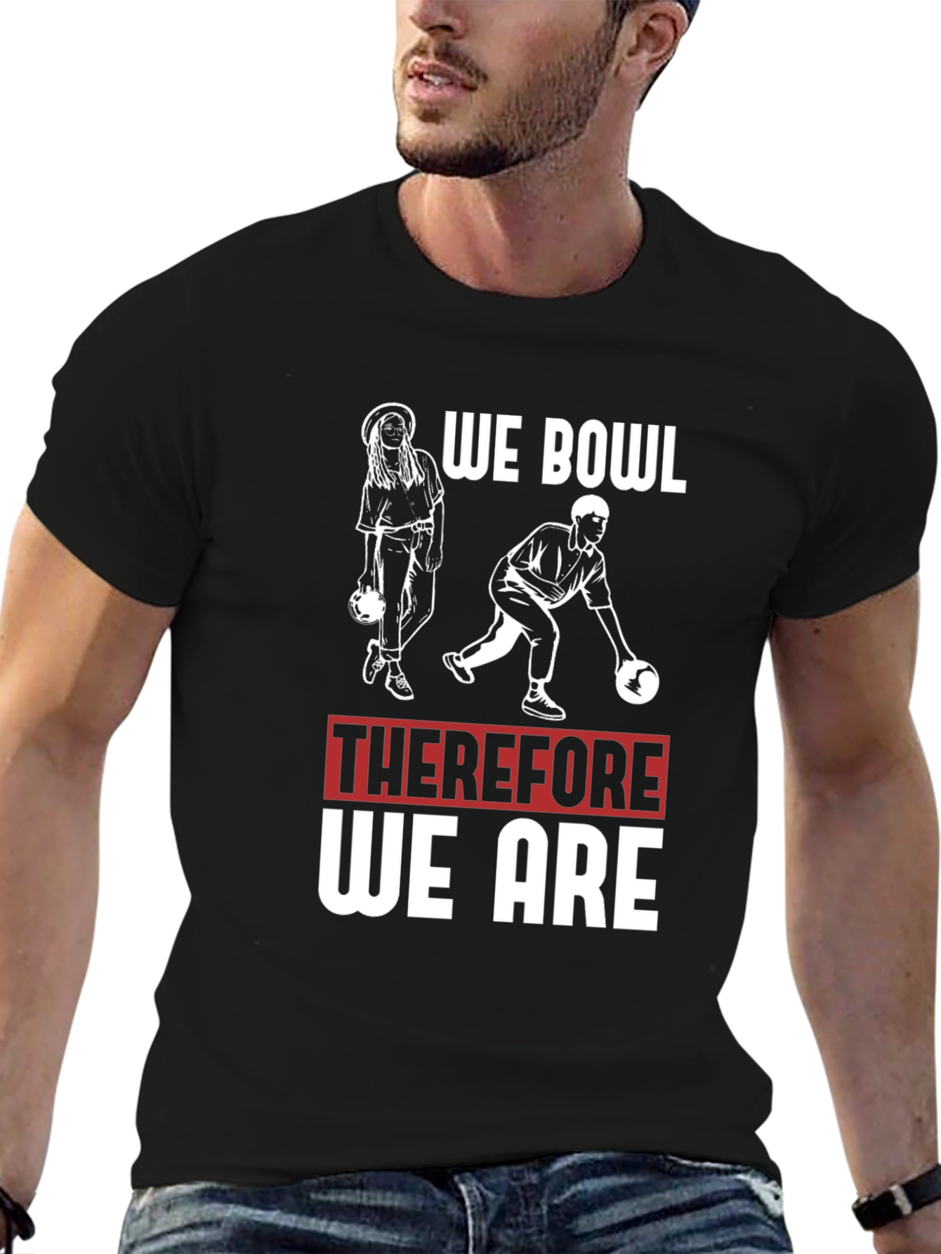 Black We Bowl Therefore We Are T-Shirt view 6