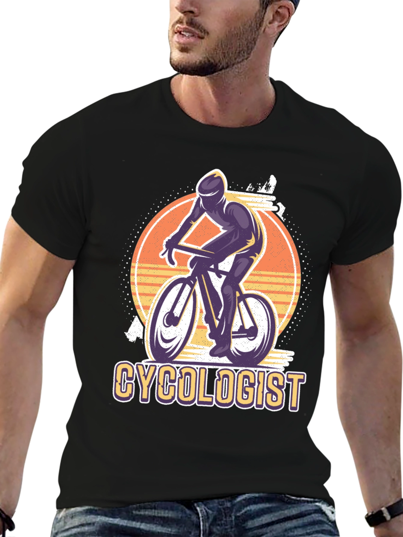 Black Cyclologist T-Shirt - Cycling Enthusiast Apparel view 6