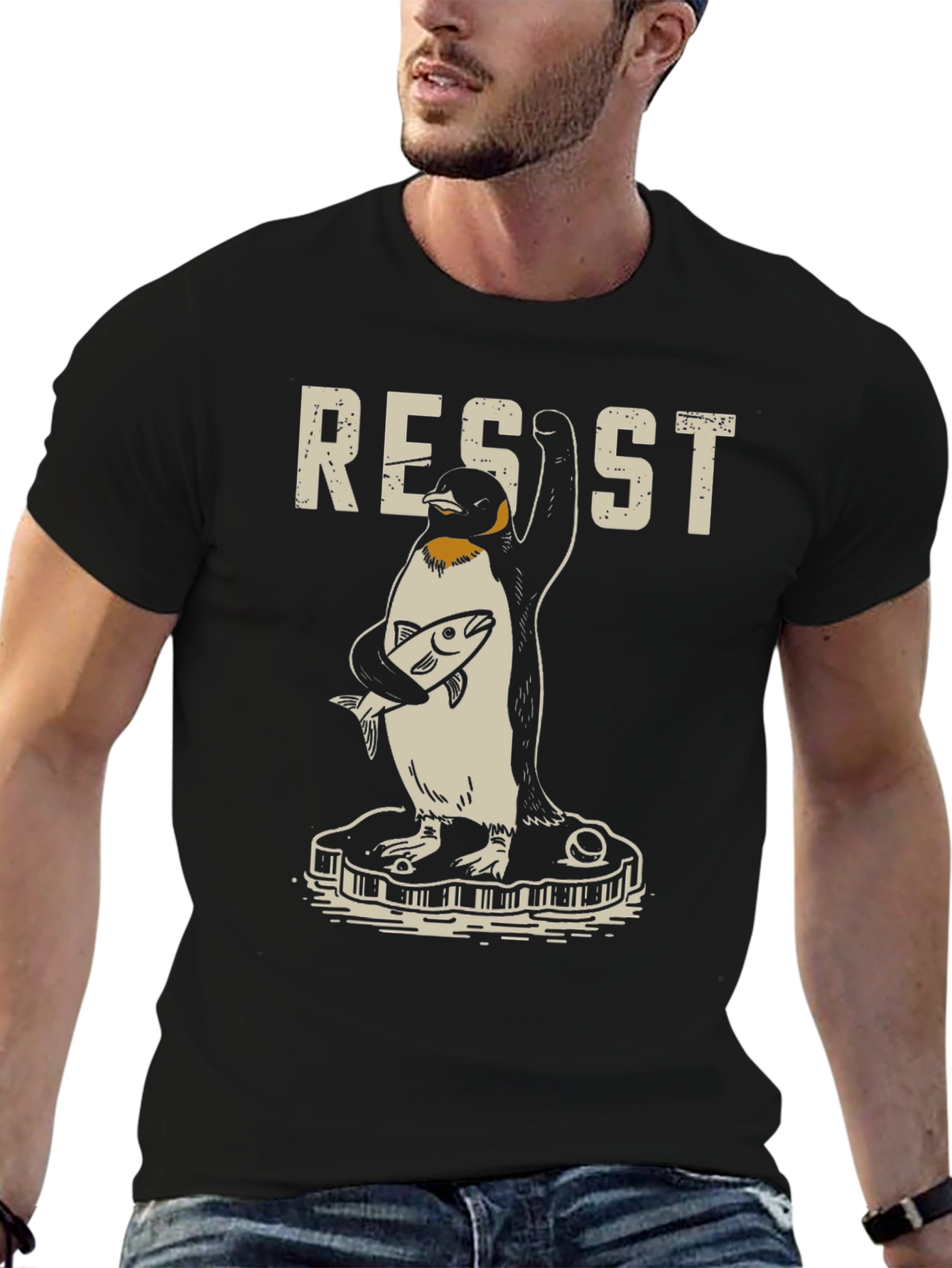 Black Resist Penguin Graphic Tee view 6