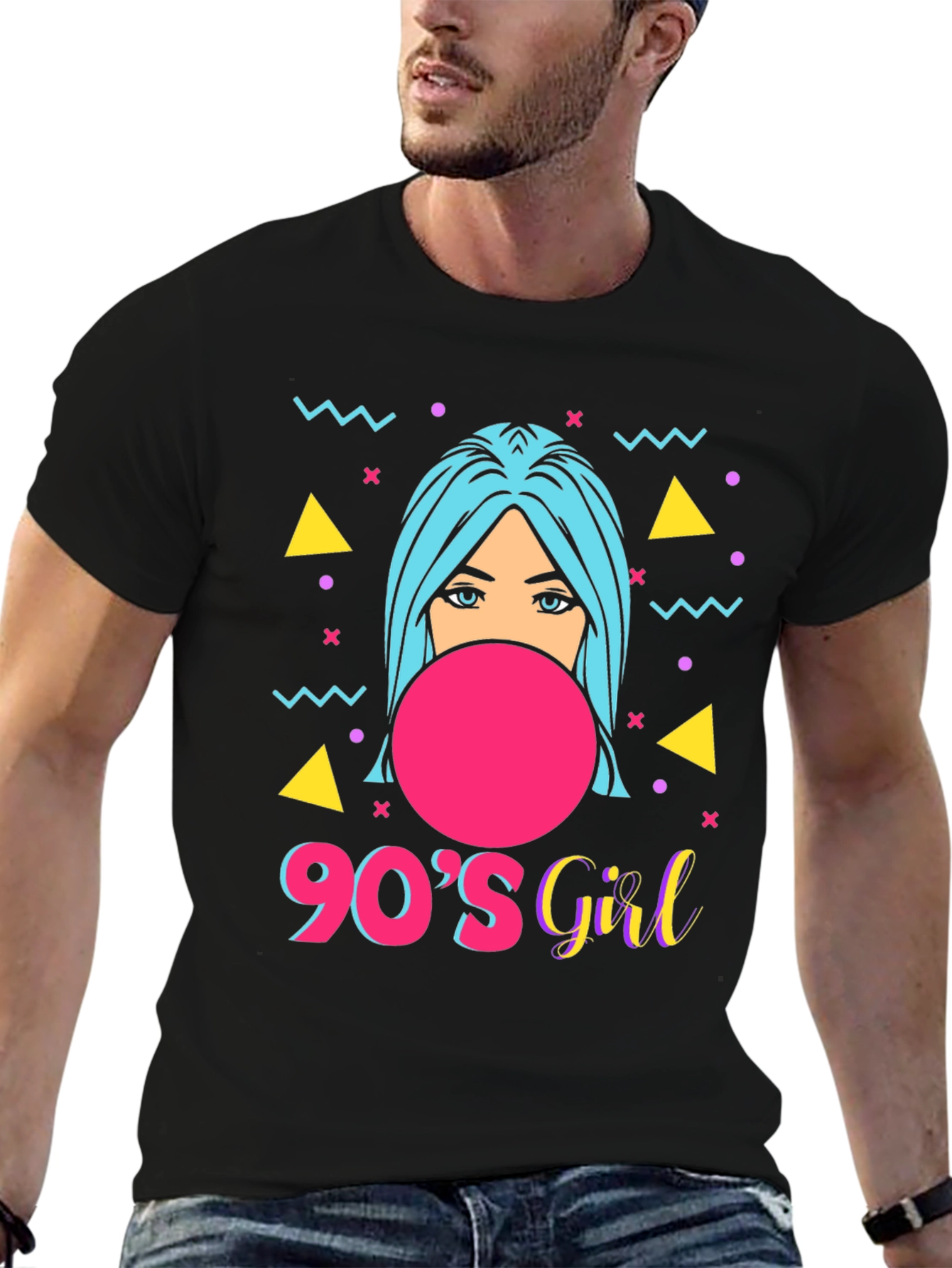 Black 90s Girl Graphic Tee - Retro Style view 6