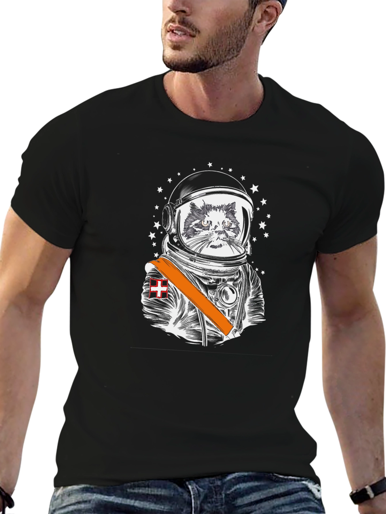 Black Astronaut Cat Graphic Tee - Space Explorer view 6