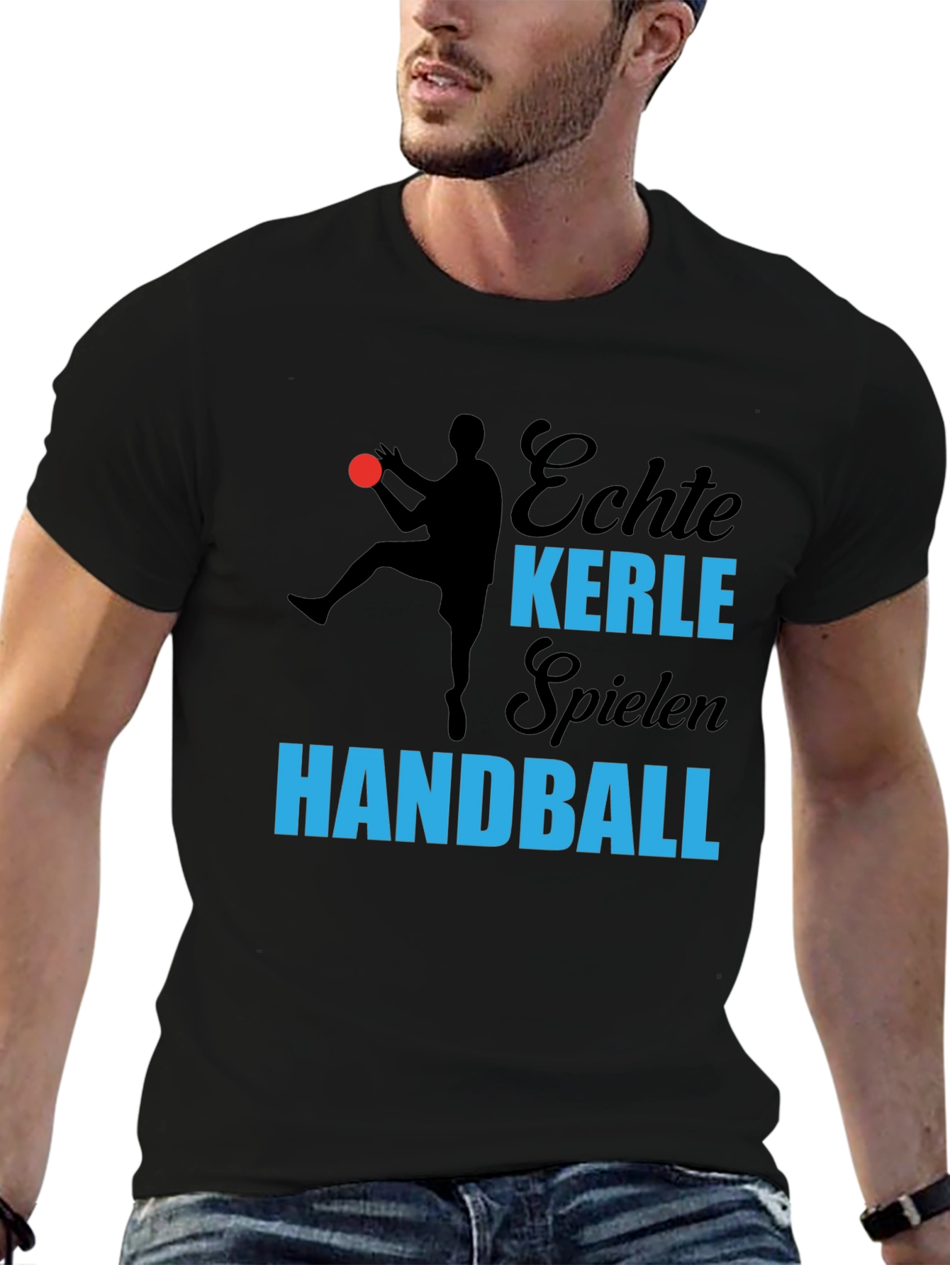 Black Echte Kerle Handball T-Shirt - Black view 6