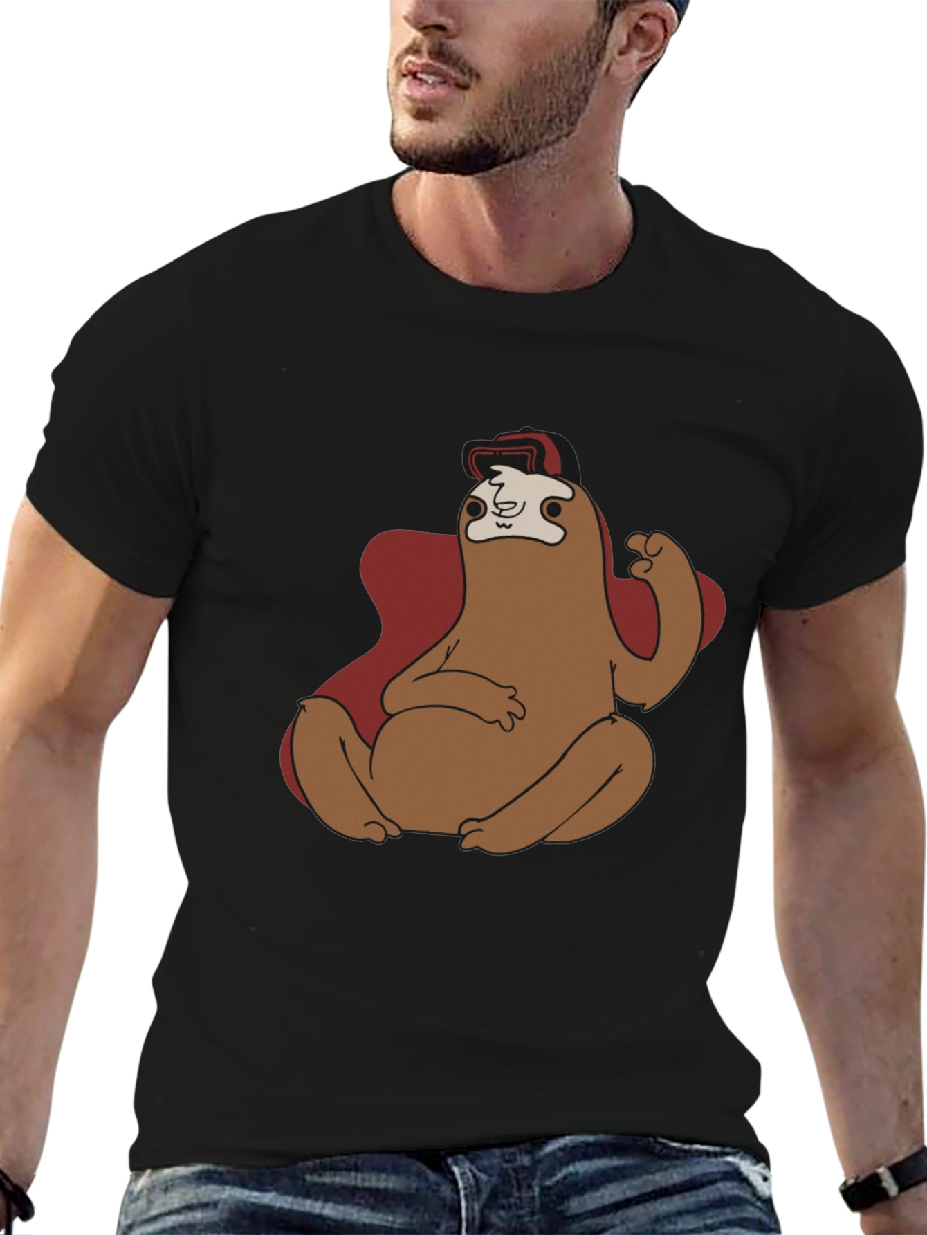 Black Sloth Superhero Graphic T-Shirt view 6