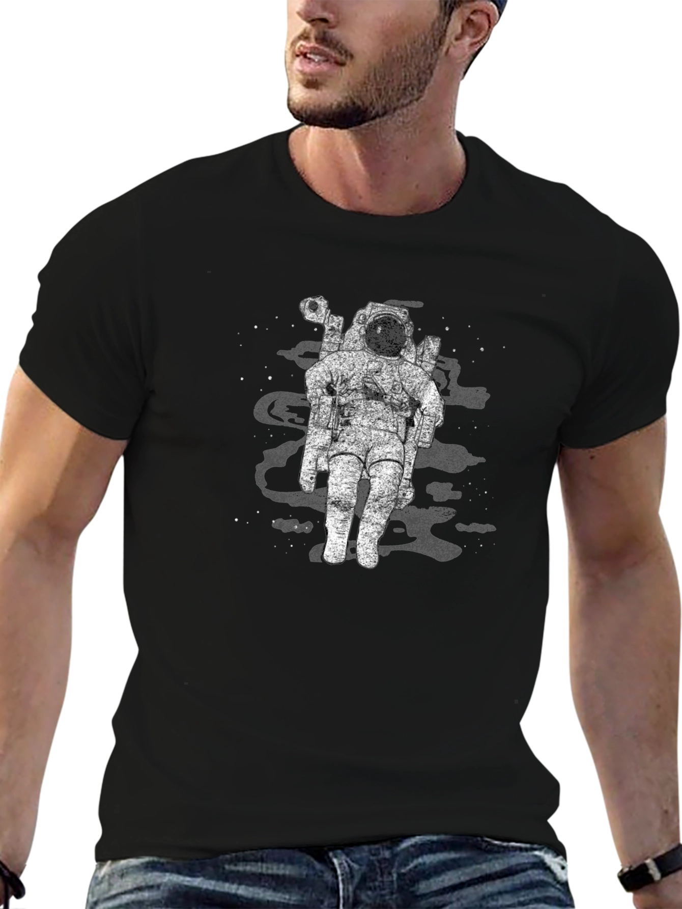 Black Astronaut Graphic Black T-Shirt view 6