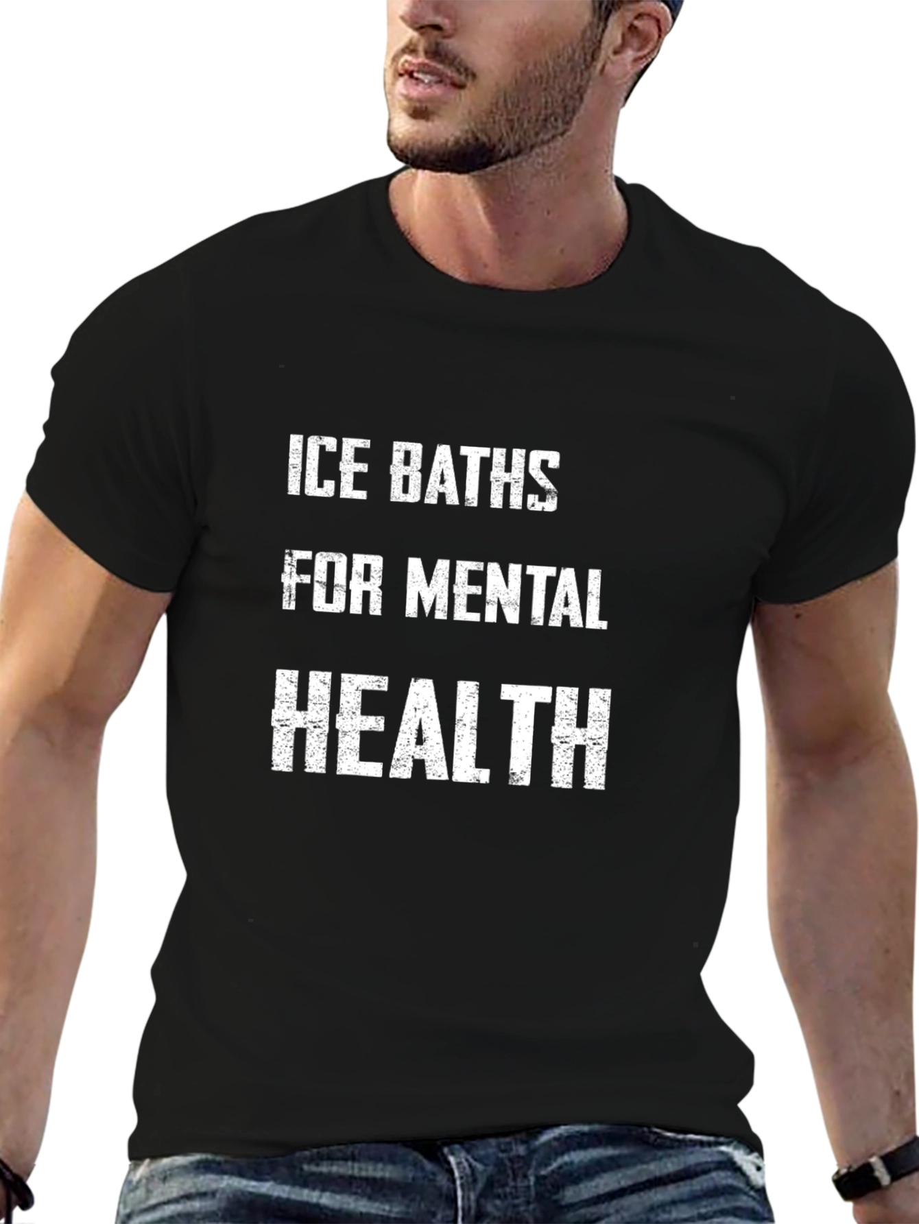 Black Ice Baths For Mental Health Black Graphic Tee view 6