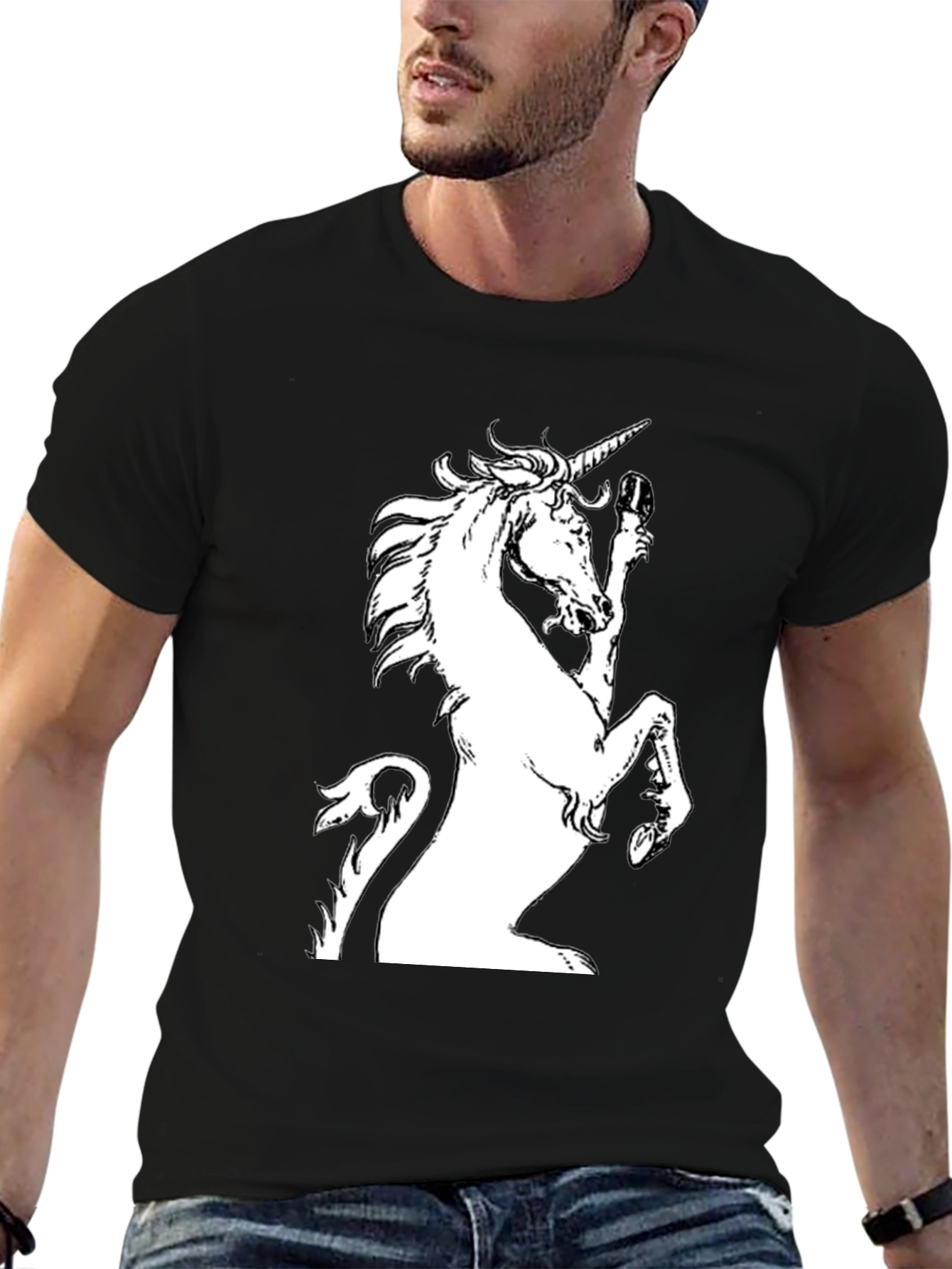 Black Unicorn Graphic Tee - Black Cotton Shirt view 6