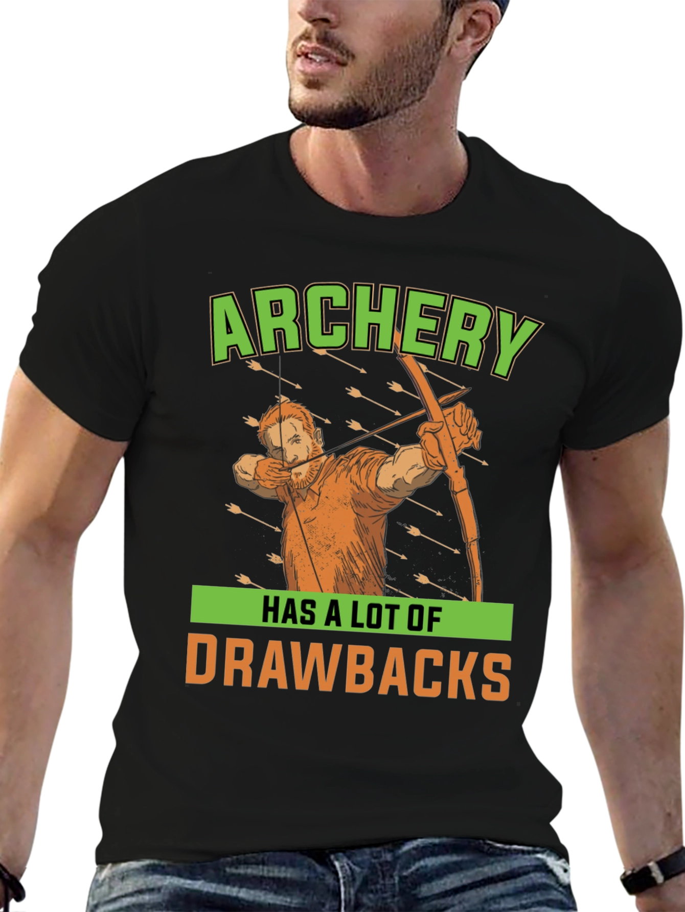 Black Archery Drawbacks Graphic T-Shirt view 6