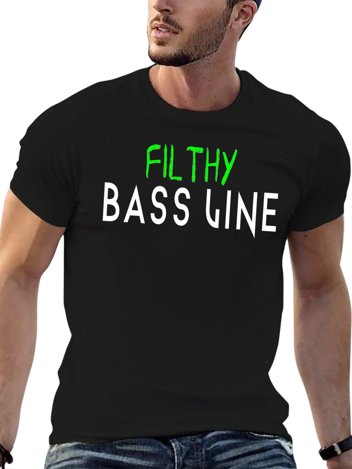 Black Filthy Bass Line Graphic T-Shirt view 6