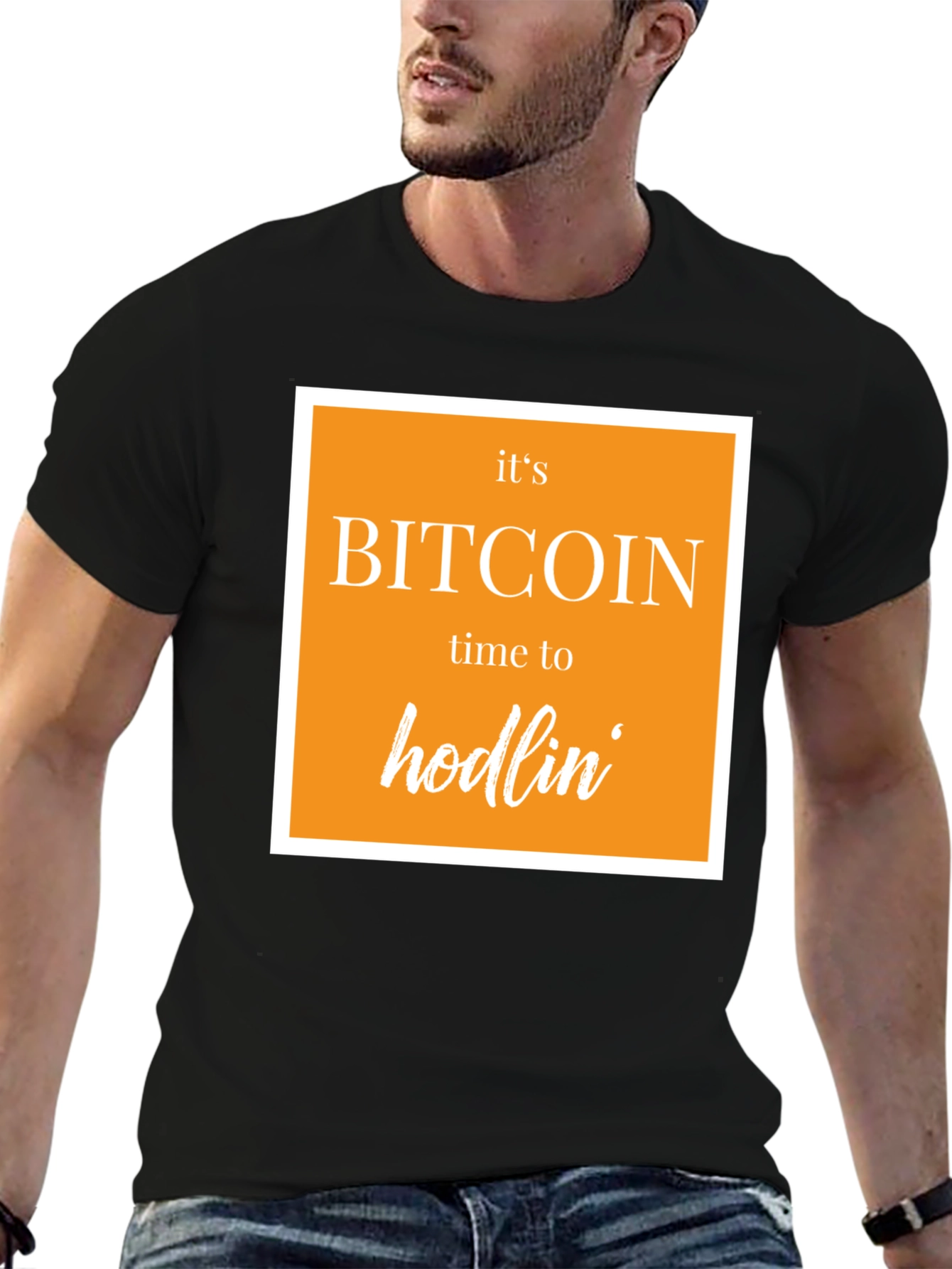 Black Bitcoin Hodlin' Black T-Shirt - Crypto Tee view 6