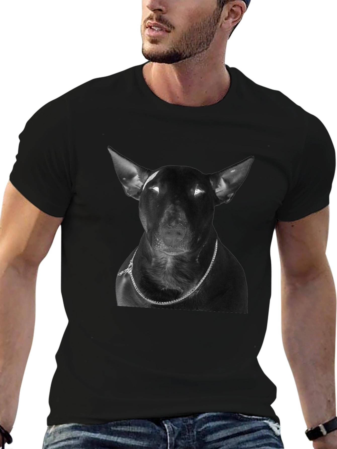Black Dog Graphic T-Shirt - Bull Terrier Design view 6
