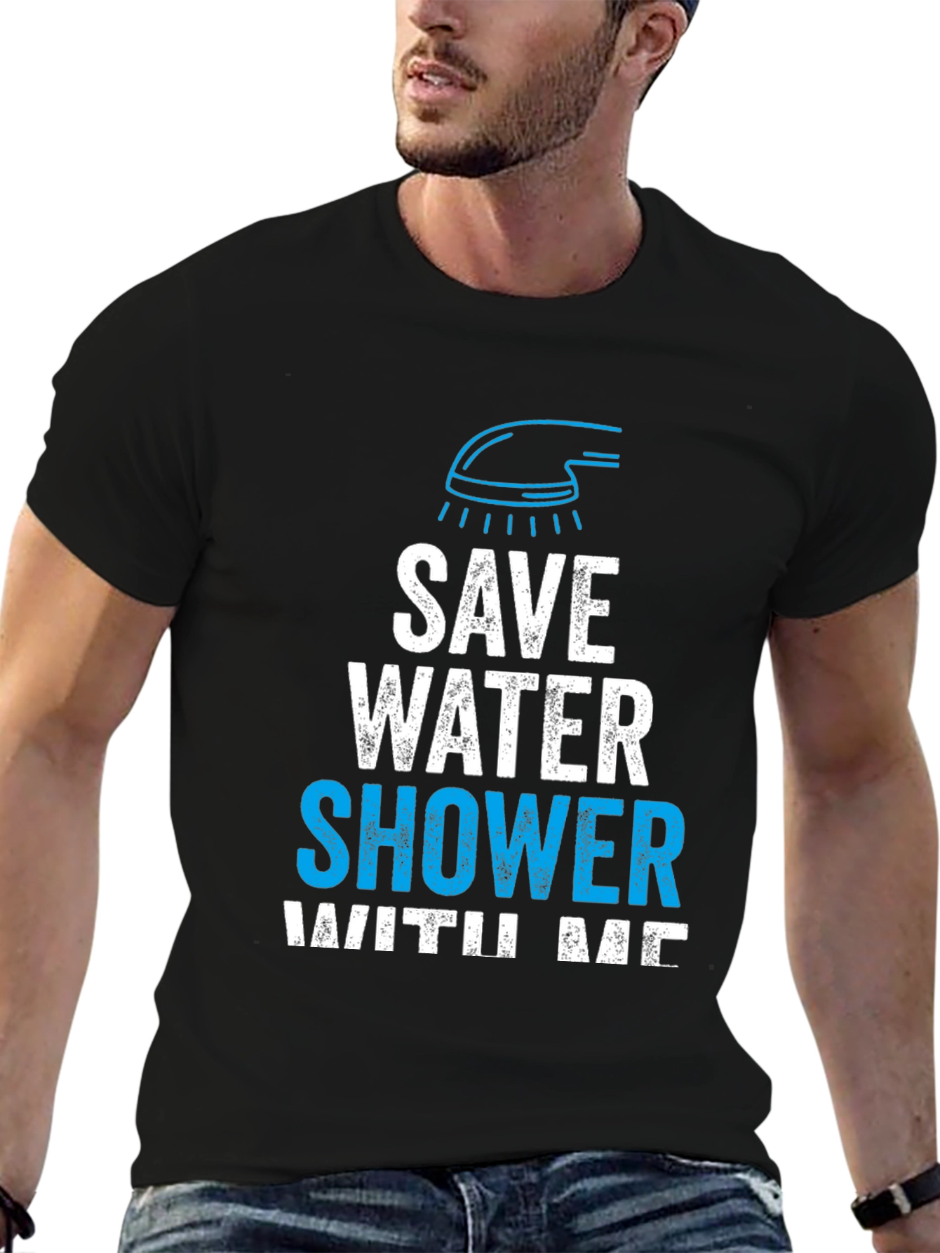 Black Save Water Shower With Me Graphic Tee view 6