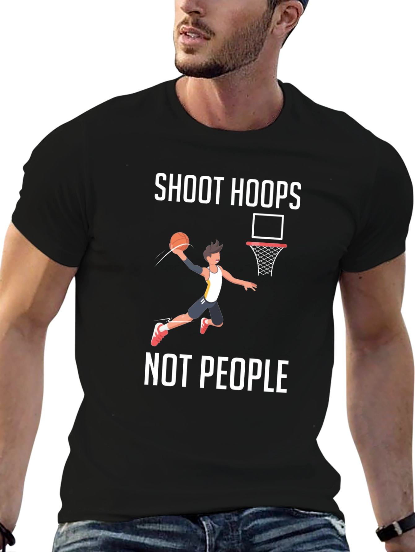 Black Shoot Hoops Not People Graphic T-Shirt view 6