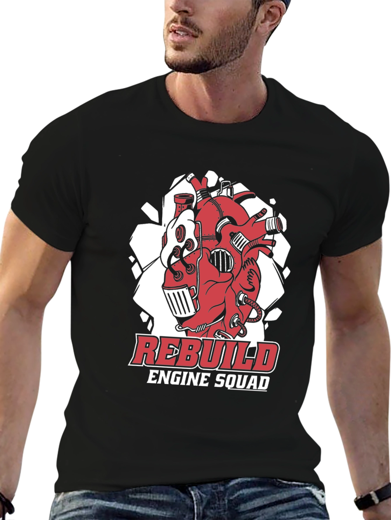 Black Rebuild Engine Squad Black T-Shirt view 6