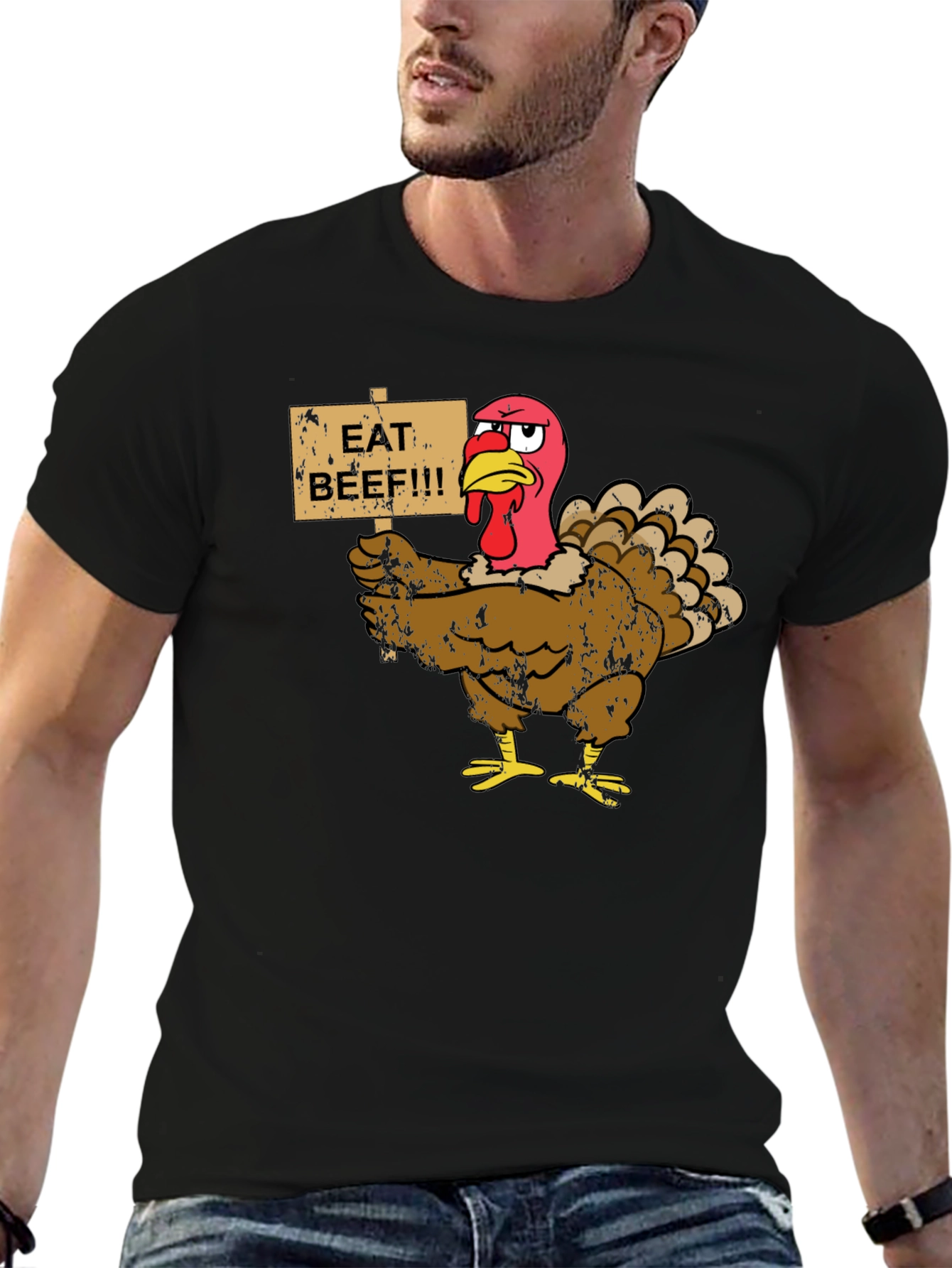 Black Eat Beef Turkey T-Shirt view 6