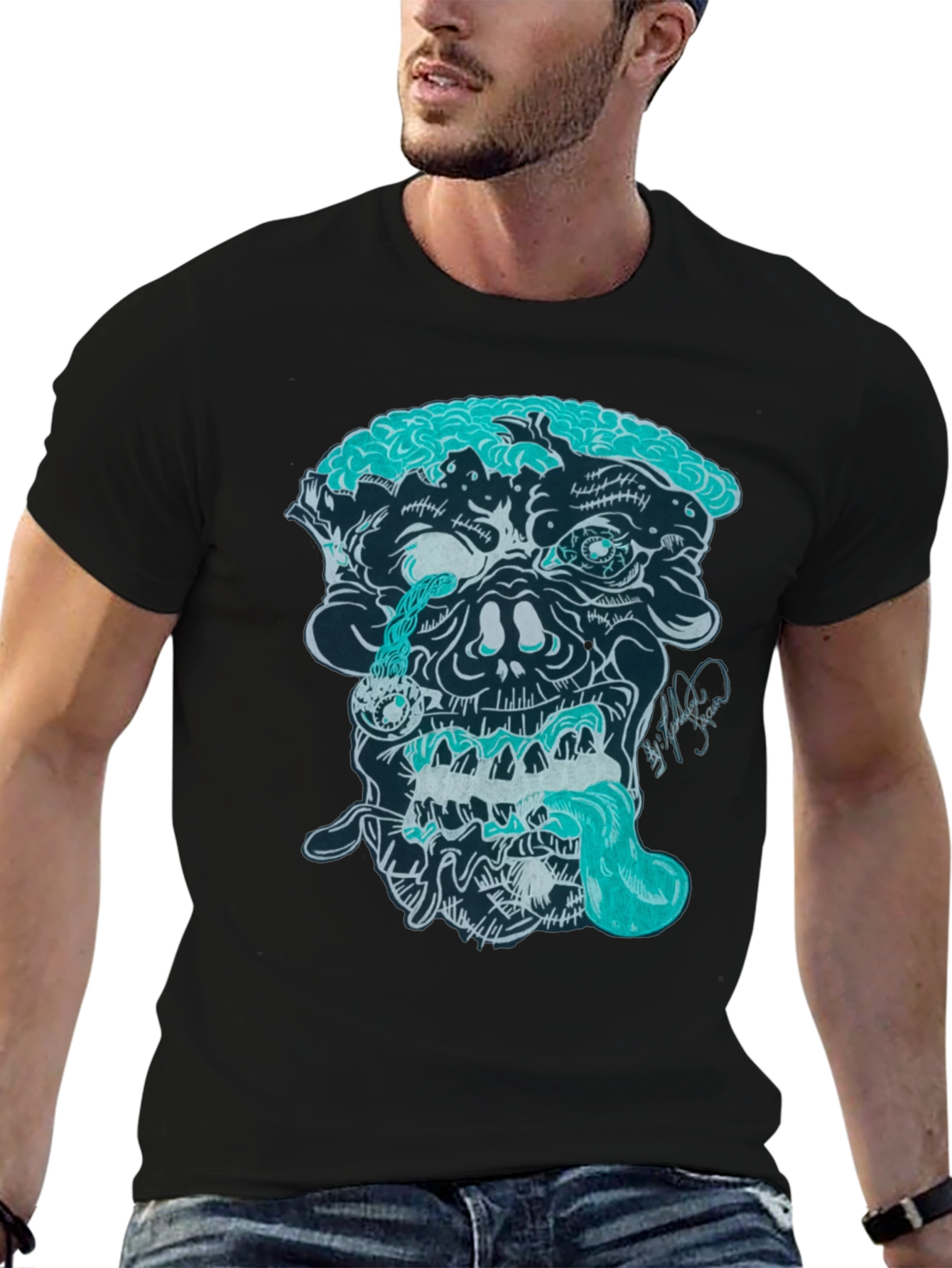 Black Zombie Graphic Print T-Shirt view 6