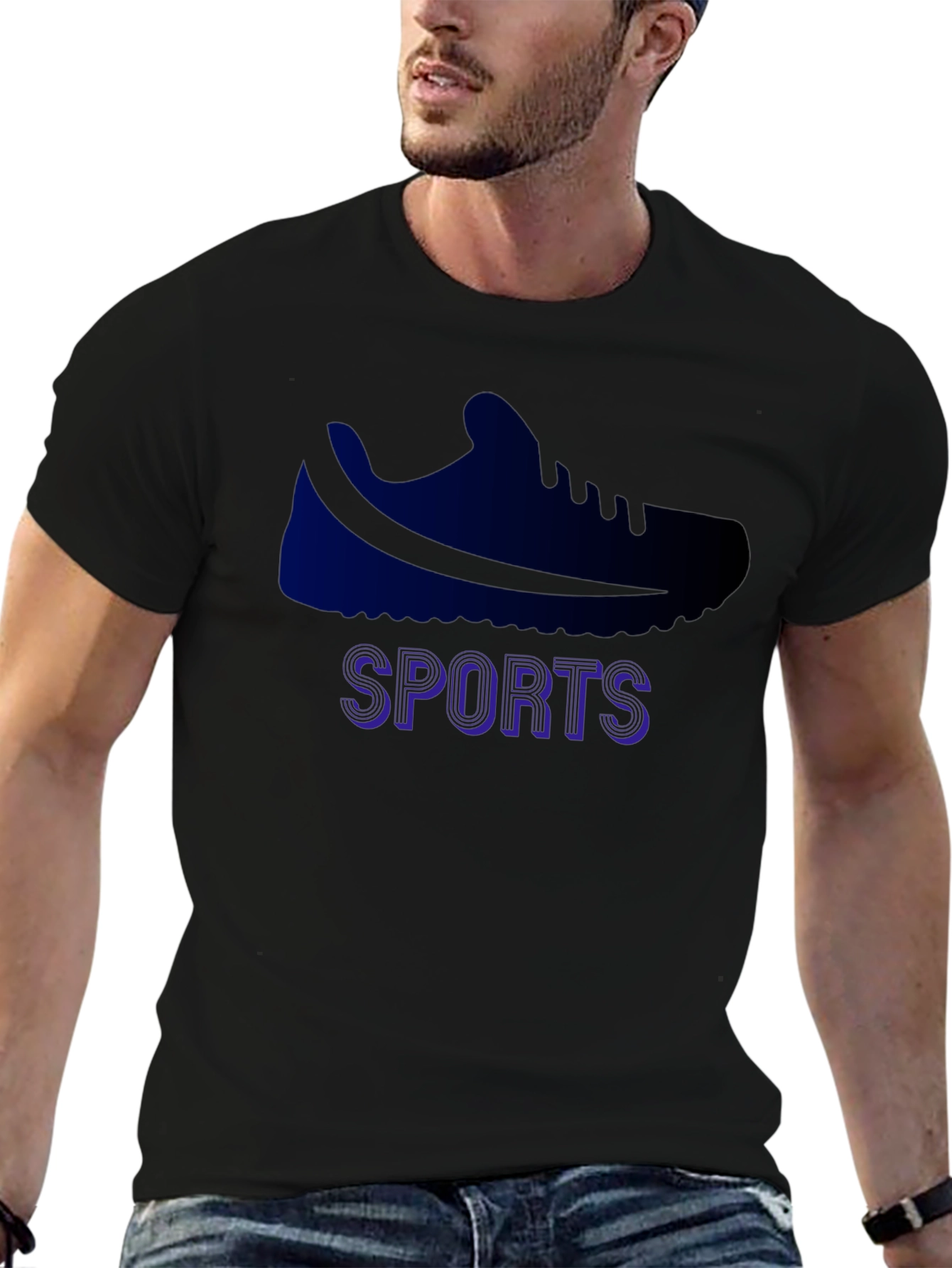 Black Sports Shoe Graphic Tee - Black Cotton Blend view 6