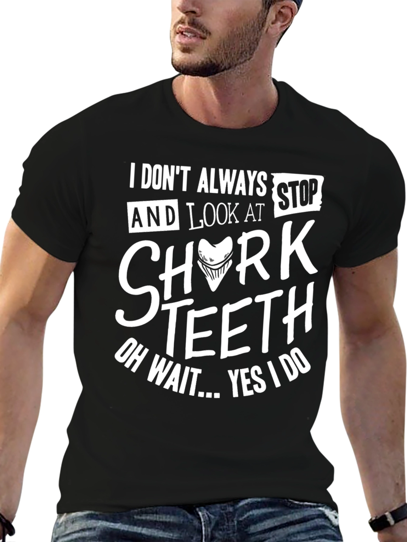 Black Shark Teeth Novelty Graphic T-Shirt view 6