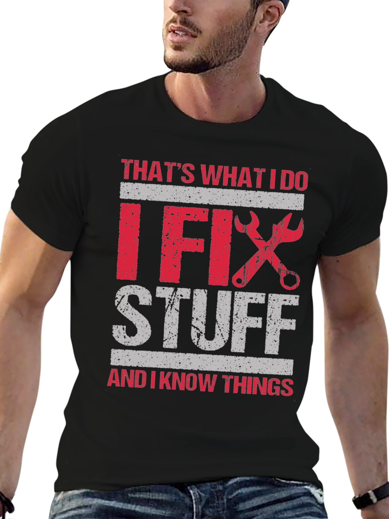 Black I Fix Stuff T-Shirt: Humorous Gift for Handyman view 6