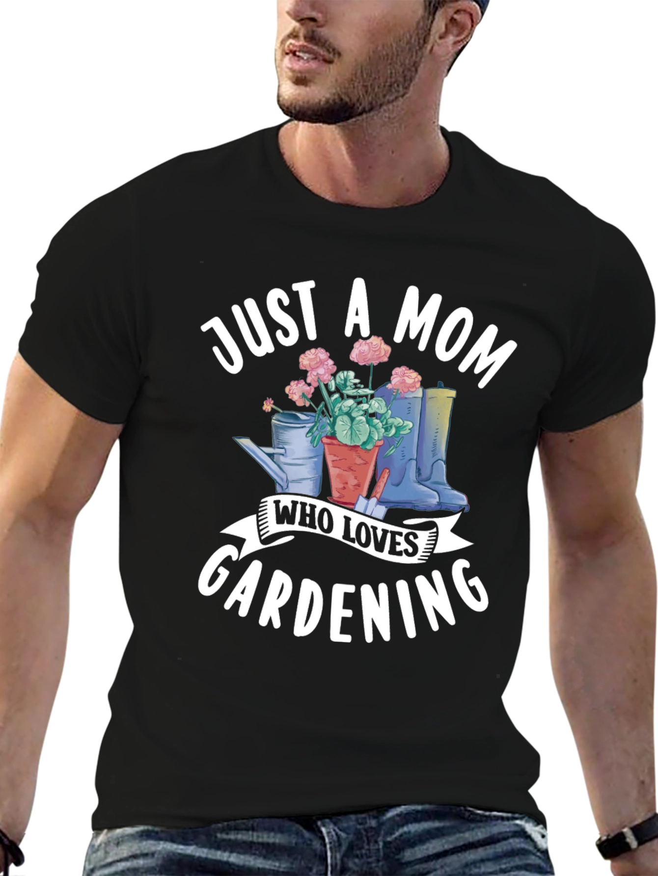 Black Gardening Mom T-Shirt view 6