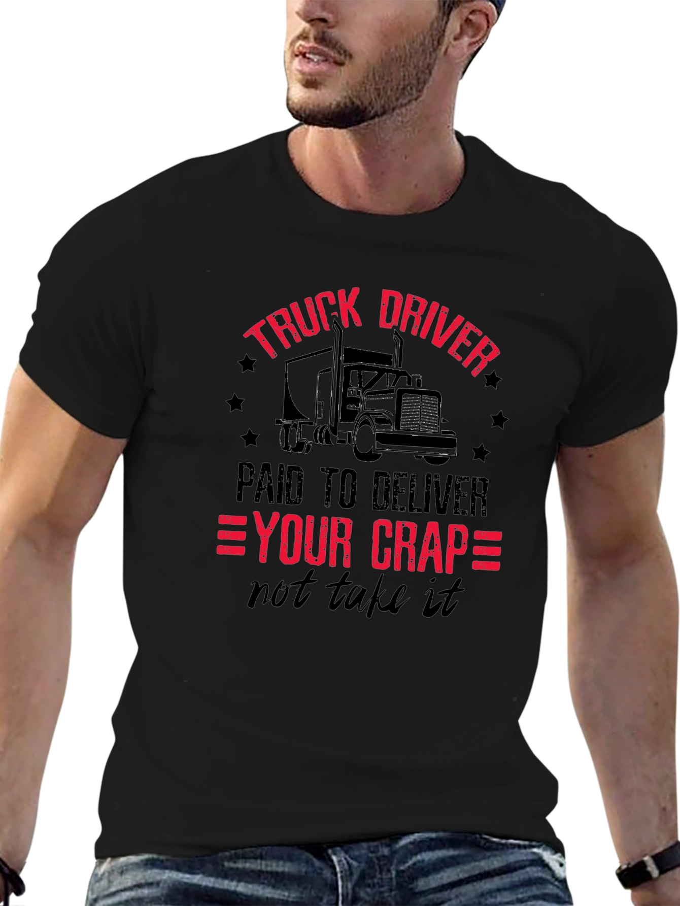 Black Truck Driver - Paid To Deliver T-Shirt view 6