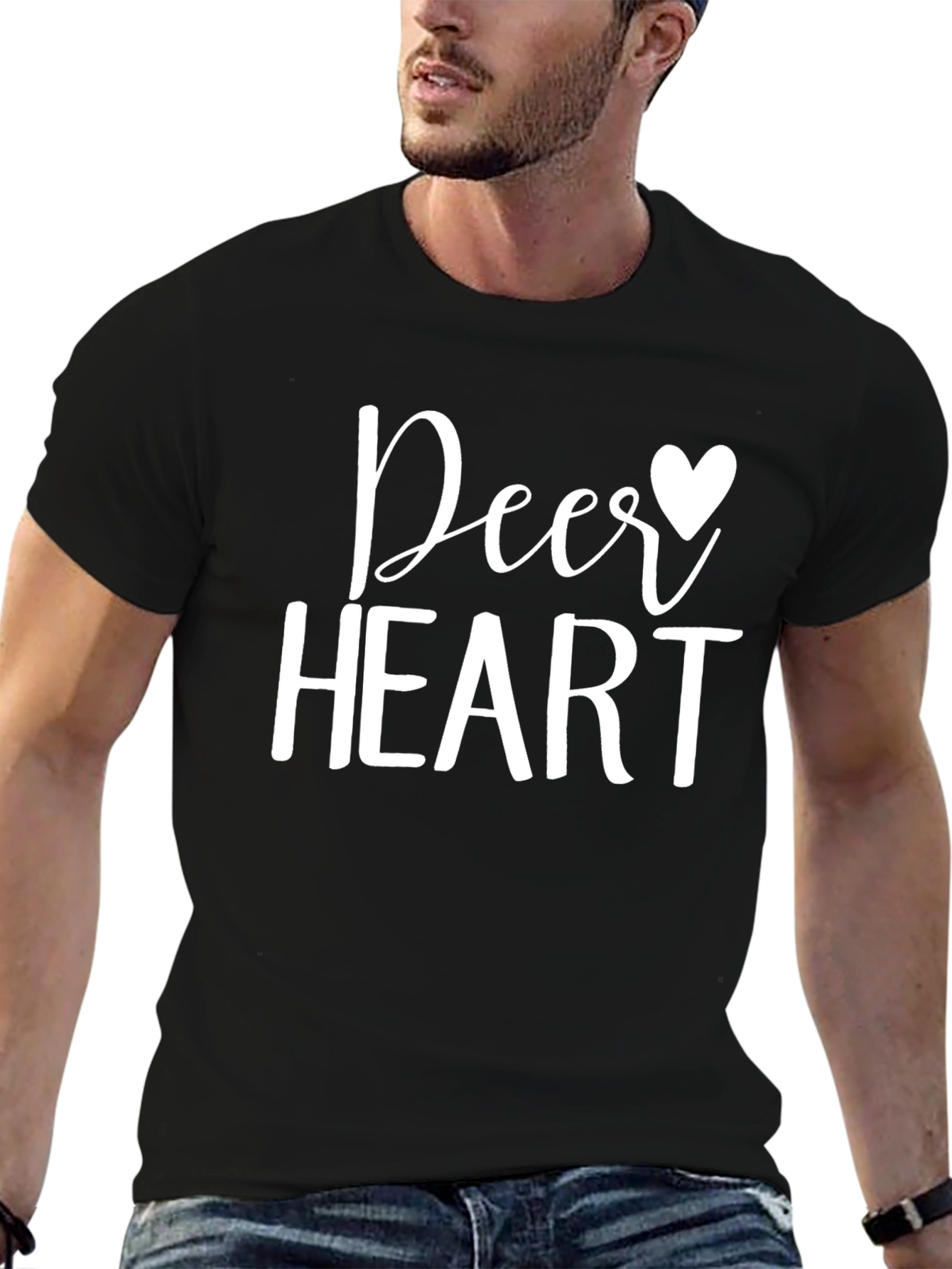 Black Dear Heart Graphic Tee - Soft Cotton Blend view 6