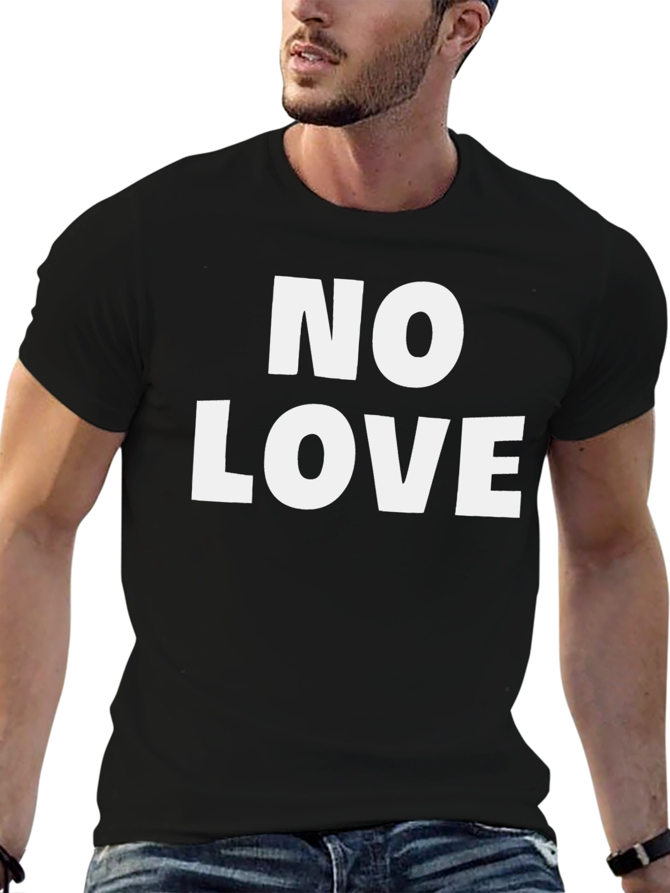 Black No Love Graphic T-Shirt - Men's Crew Neck Tee view 6