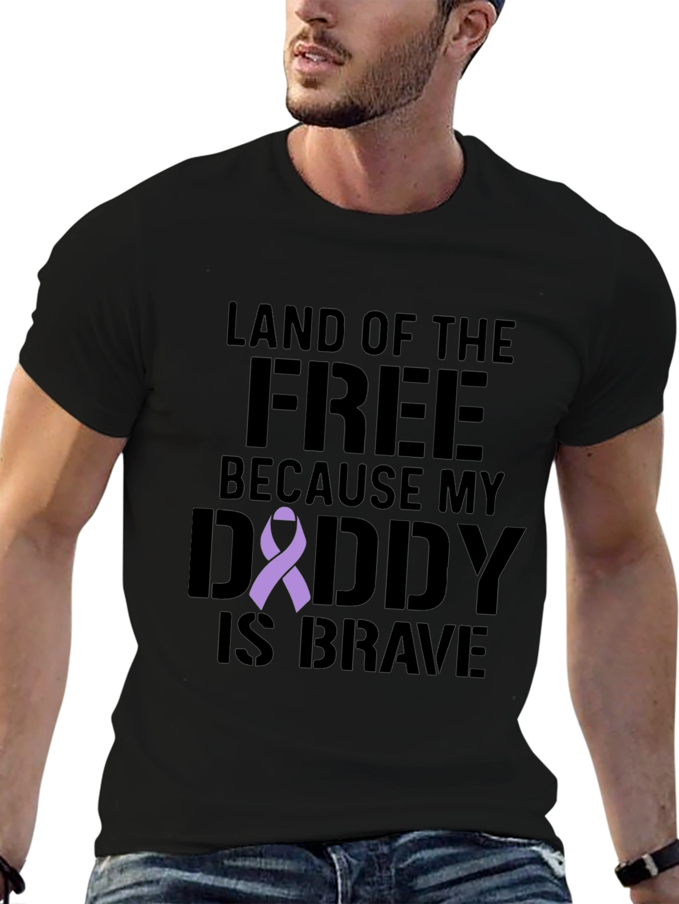 Black Land of the Free Daddy T-Shirt view 6