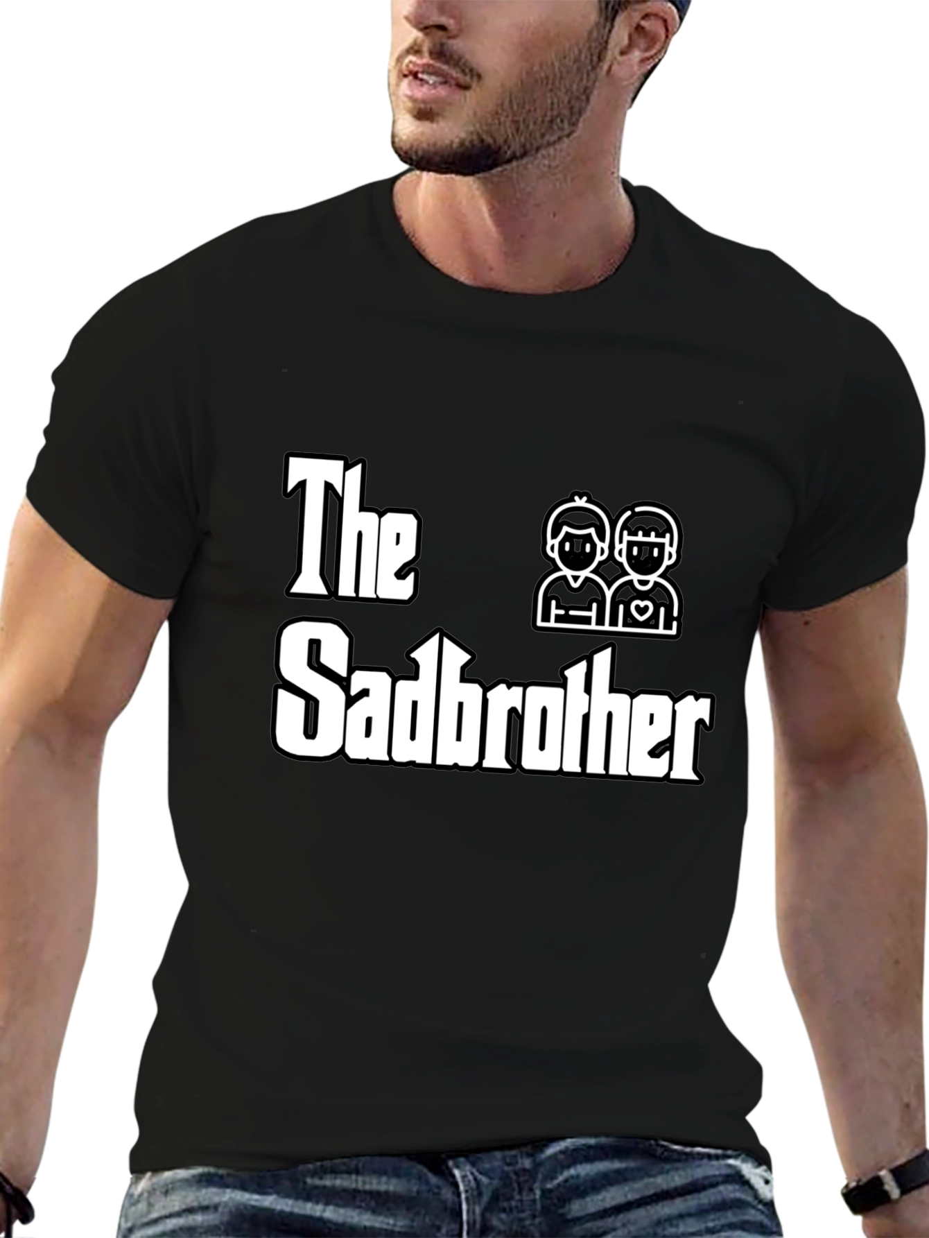 Black The Sadbrother T-Shirt - Novelty Graphic Tee view 6