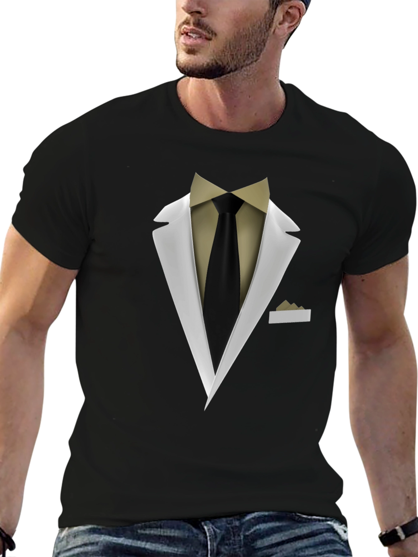 Suit & Tie Graphic Tee - Black Fashion Top - 6