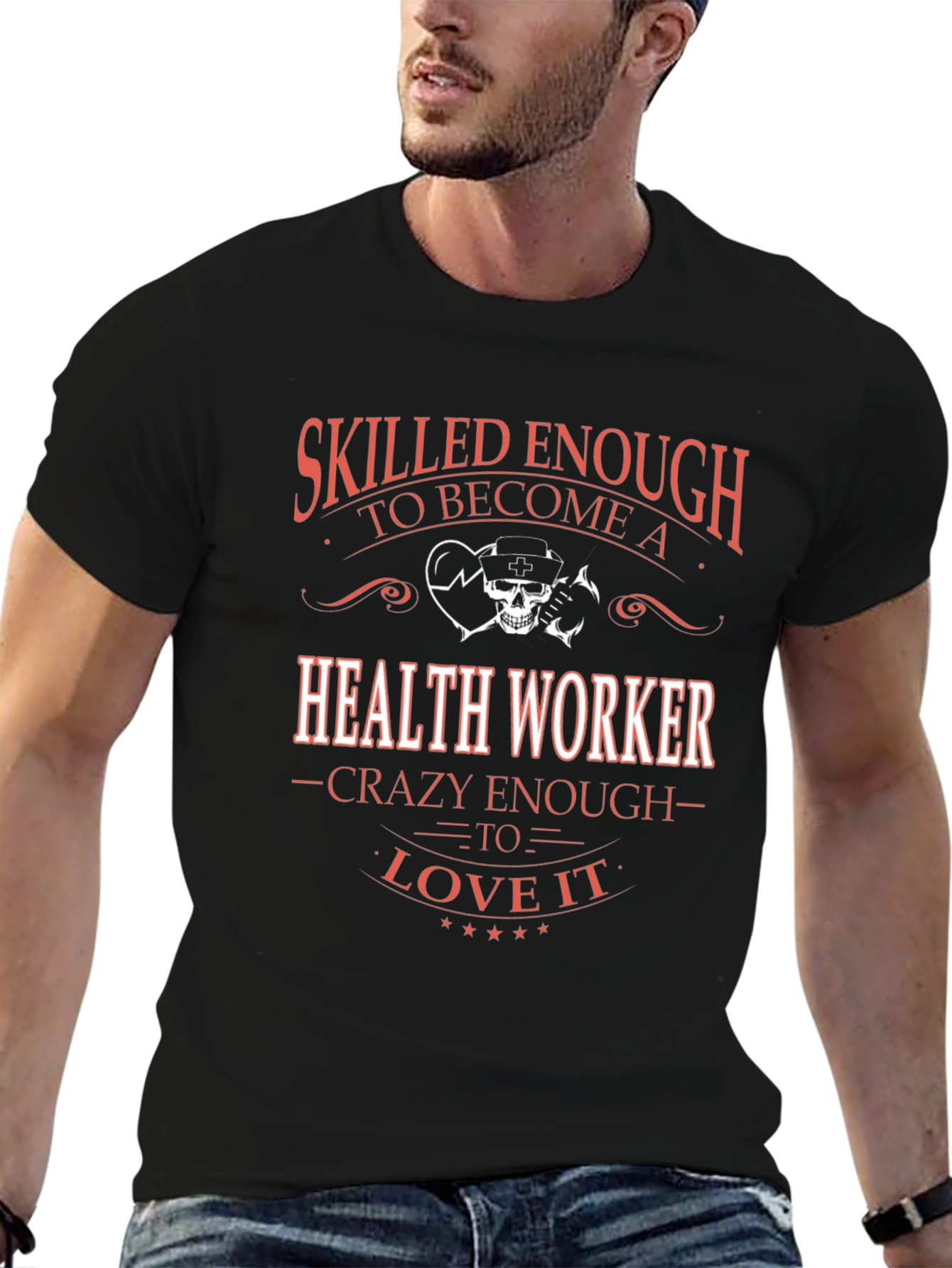 Black Skilled Health Worker Graphic Tee view 6