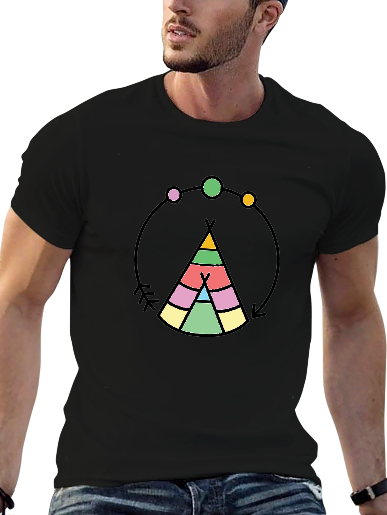 Black Teepee Graphic Black T-Shirt view 6