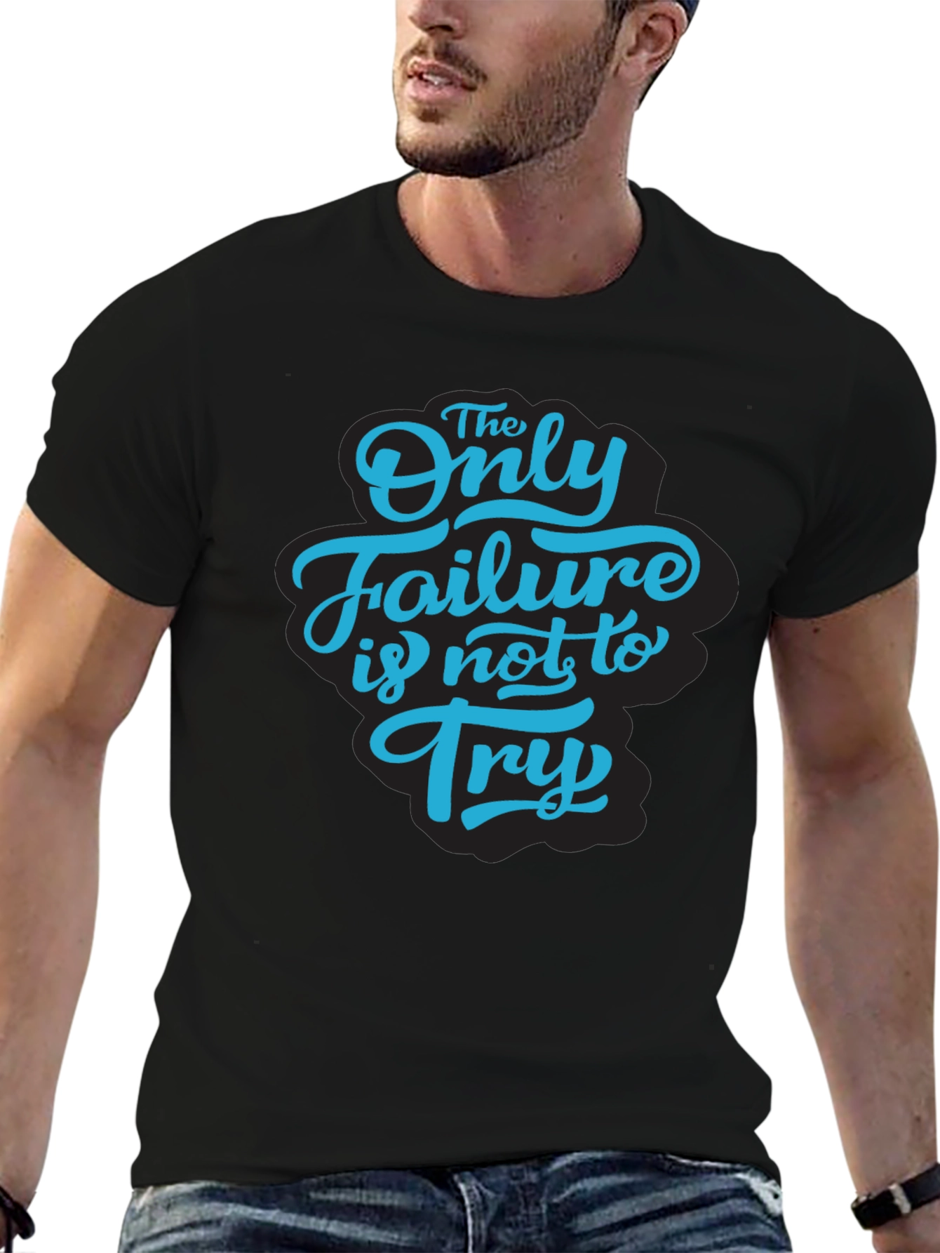 Black Inspirational Graphic Tee - The Only Failure Is Not To Try view 6