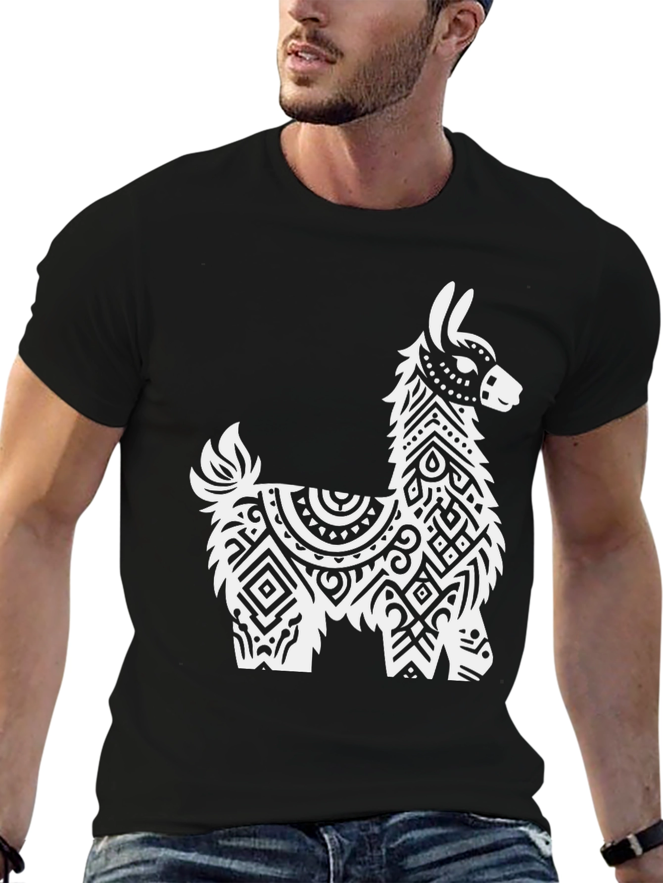 Black Llama Graphic Tee - Stylish Black Cotton Shirt view 6