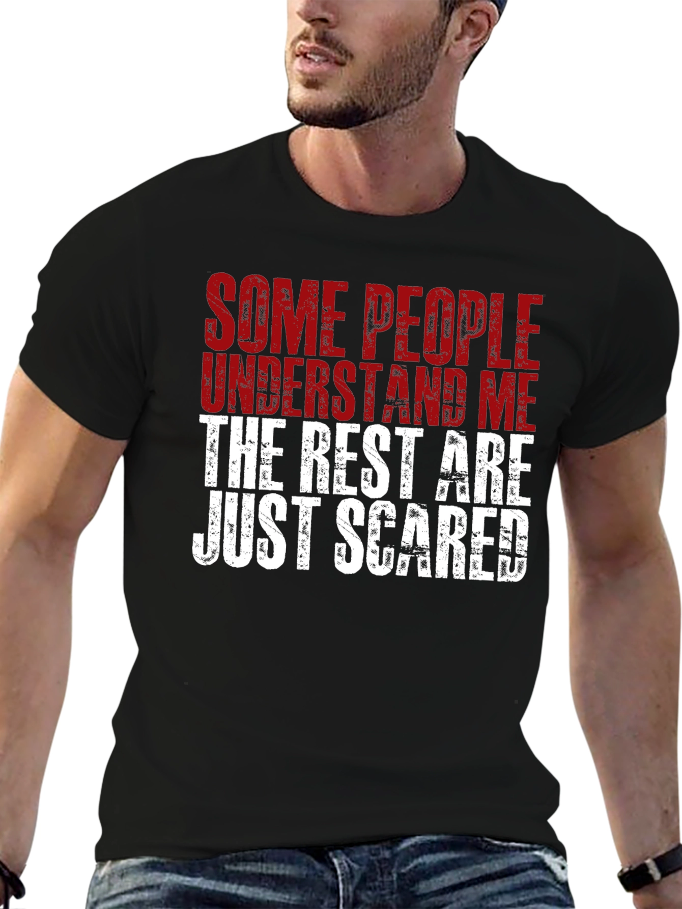 Black Funny Statement Graphic T-Shirt - Some People Understand Me view 6