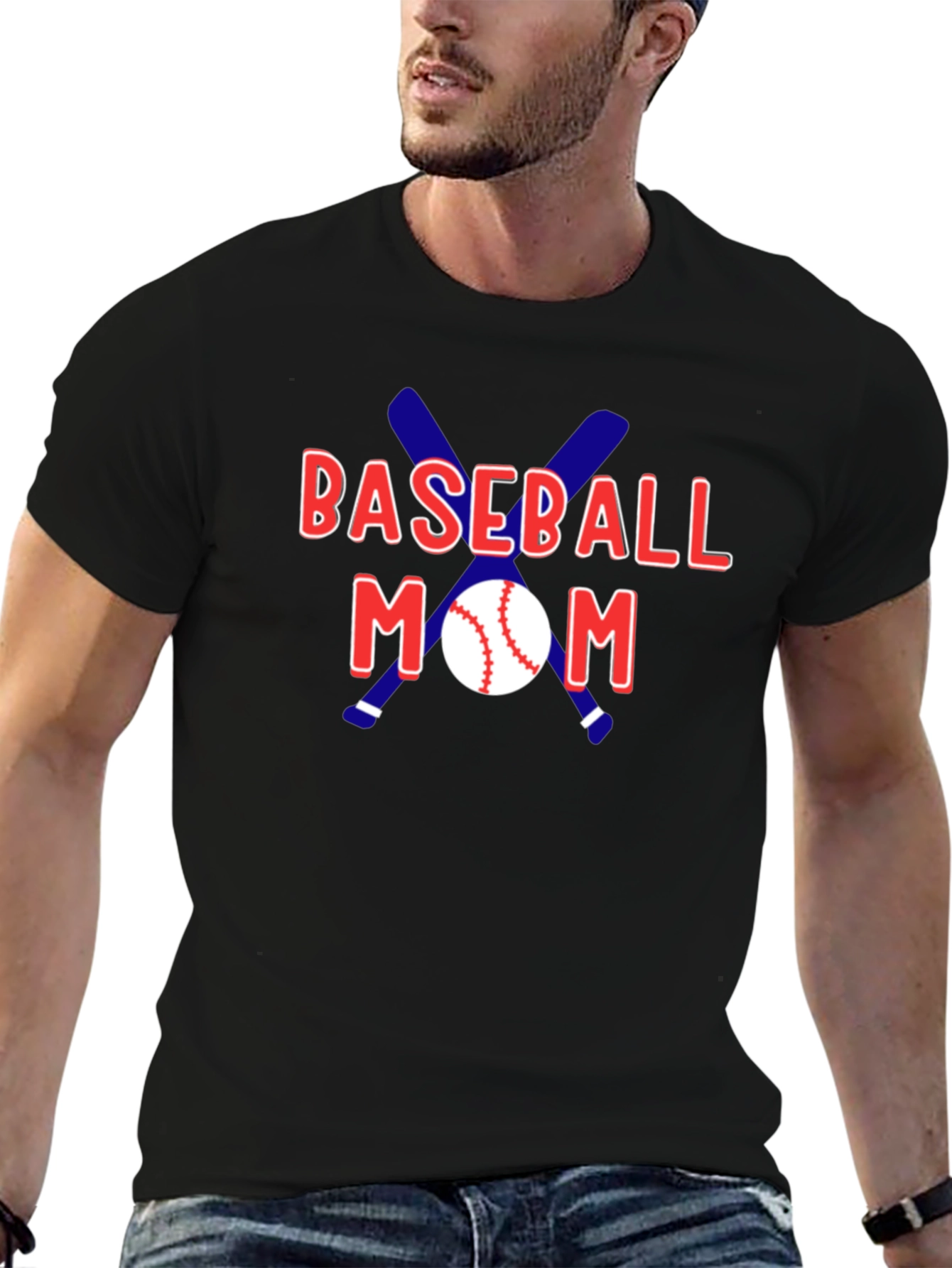 Black Baseball Mom Graphic T-Shirt view 6