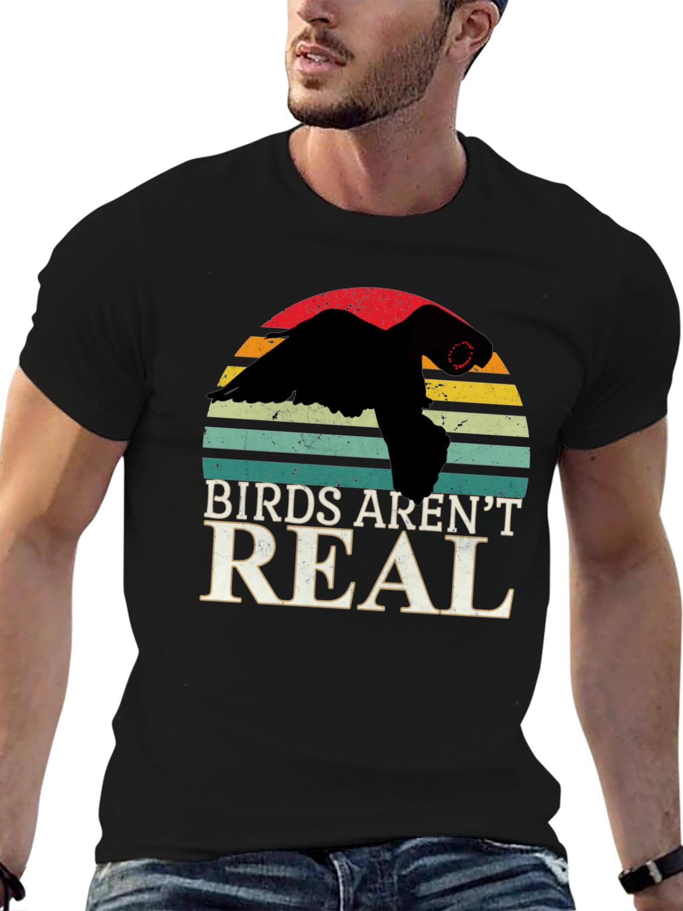 Black Birds Aren't Real T-Shirt Conspiracy Funny Gift view 6