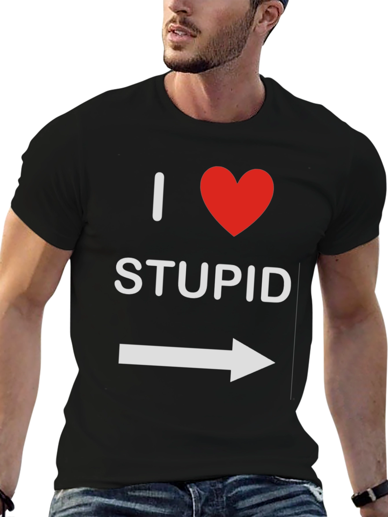 Black Funny I Heart Stupid Arrow T-Shirt view 6