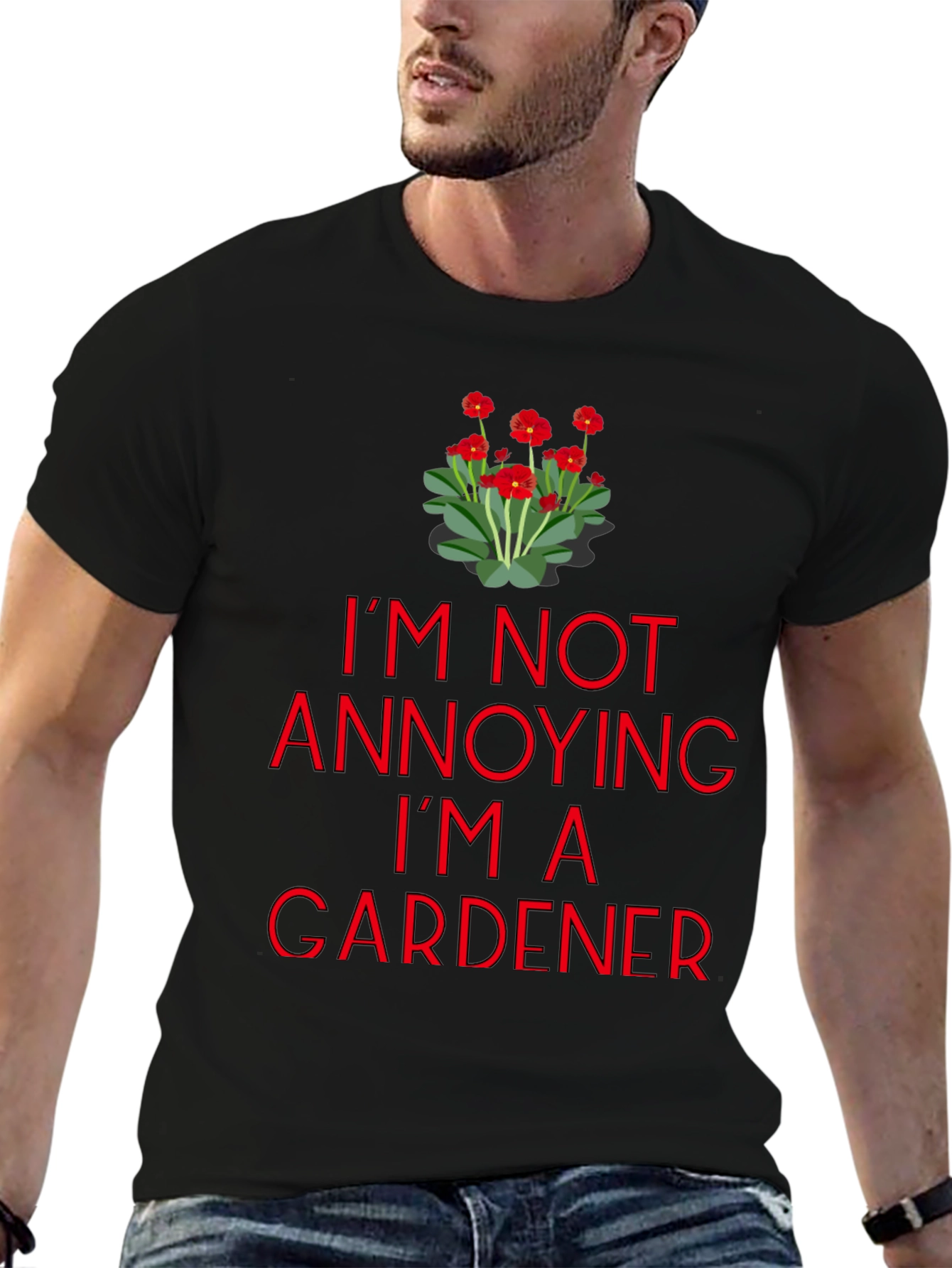 Black Gardener T-Shirt - I'm Not Annoying Graphic Tee view 6