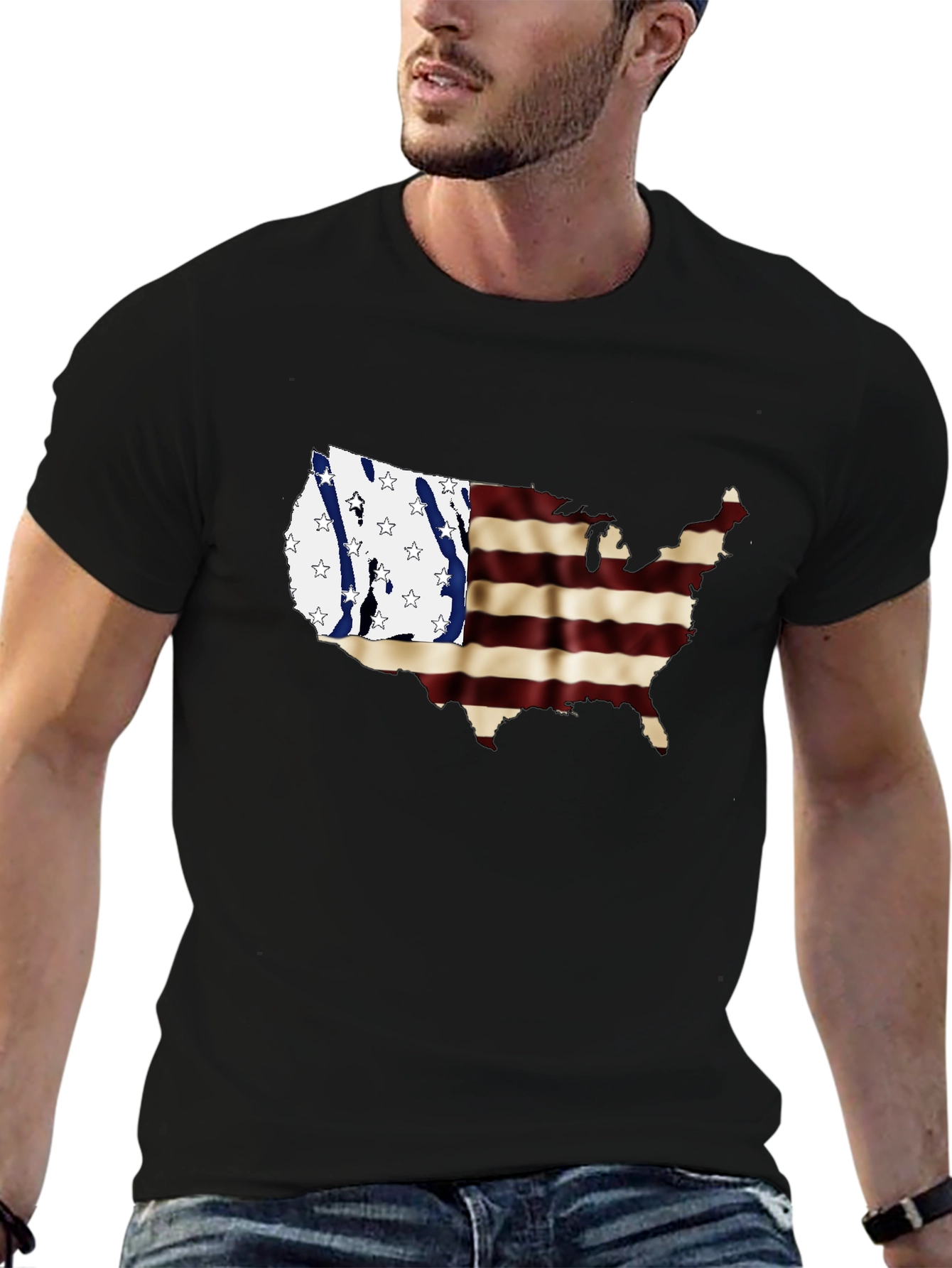 USA Map Flag Graphic Tee - 6