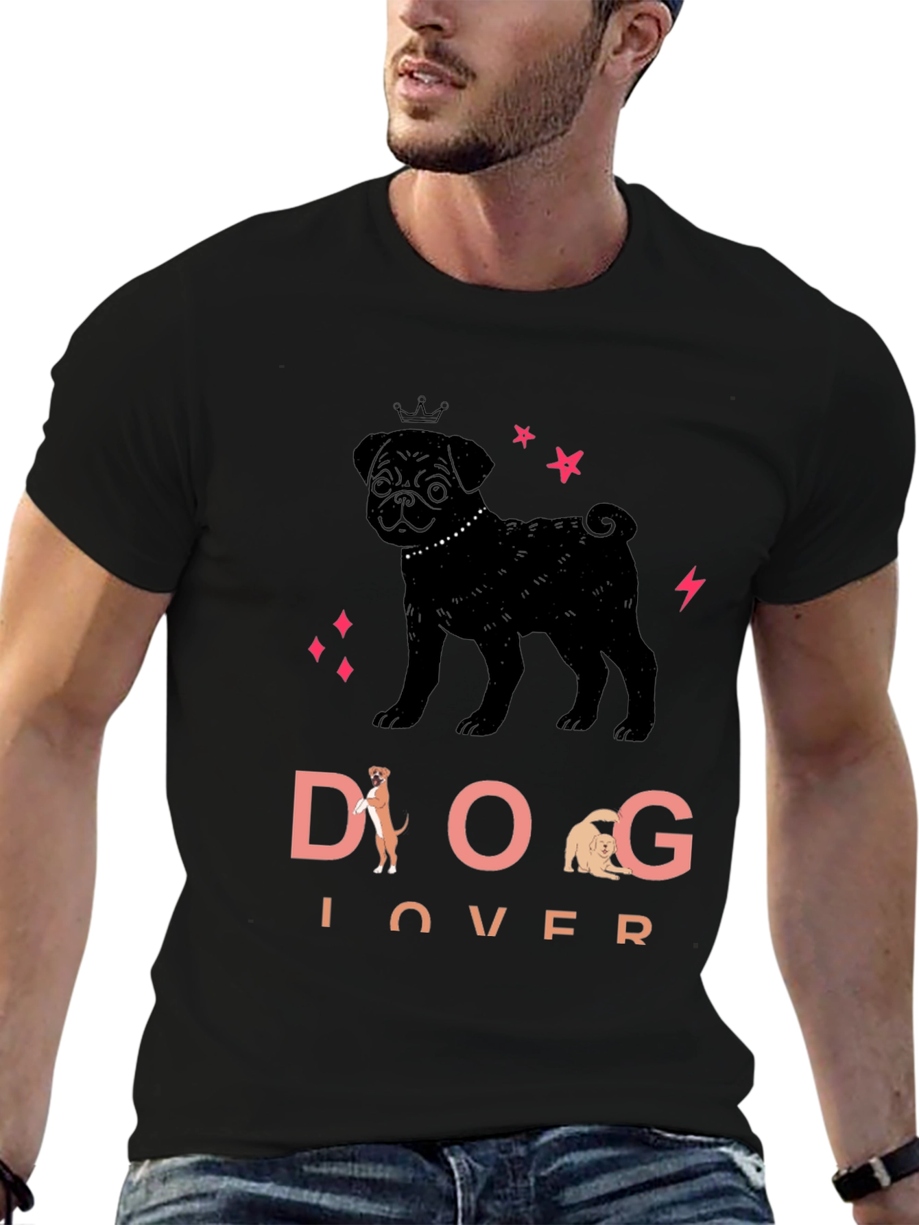 Black Dog Lover Black Graphic Tee view 6